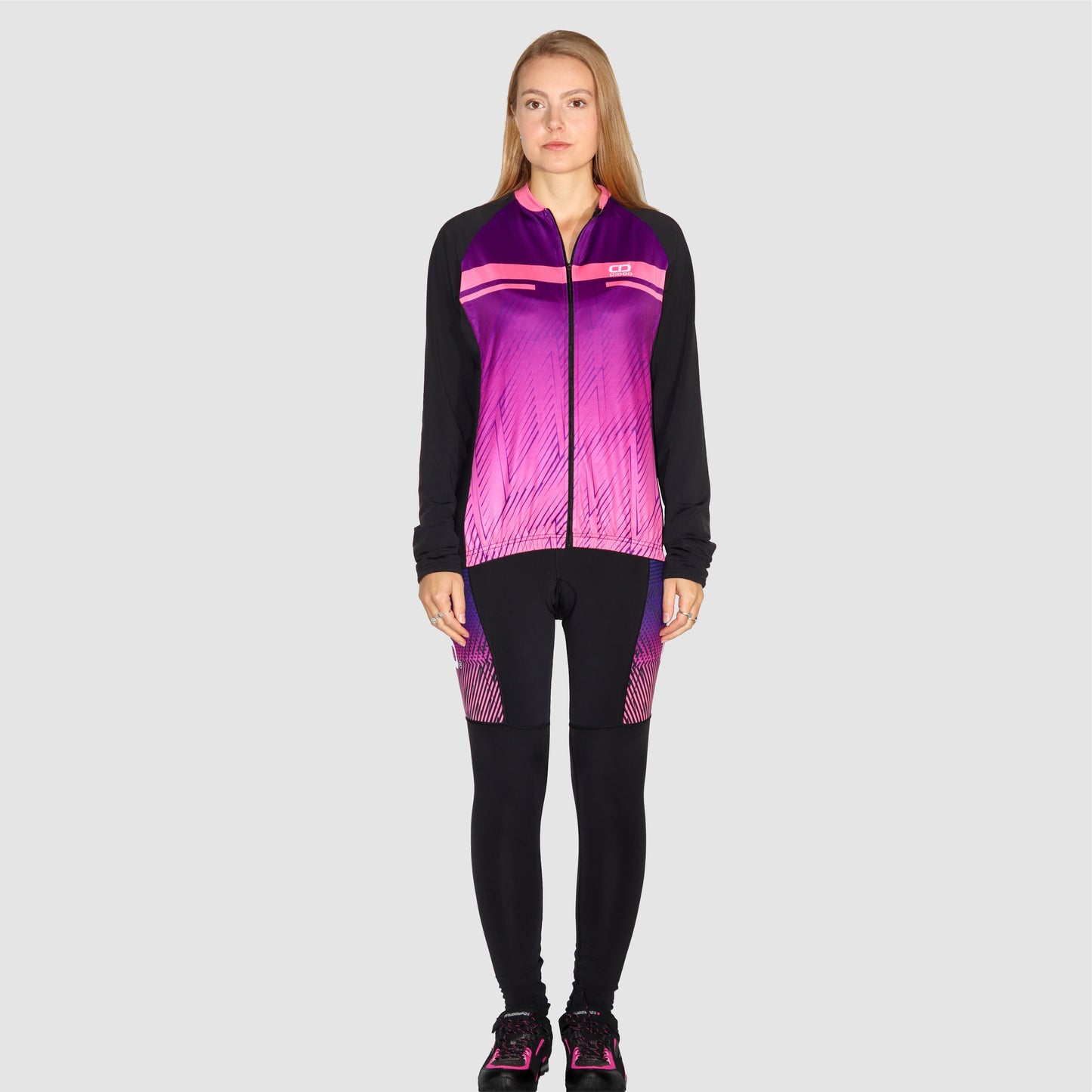 DiDOO Women Pro long sleeve winter cycling jersey Purple and Pink