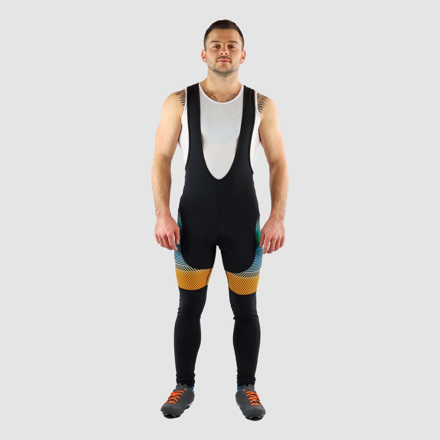 DiDoo Men's Pro Cycling Bib Tights Orange and Blue