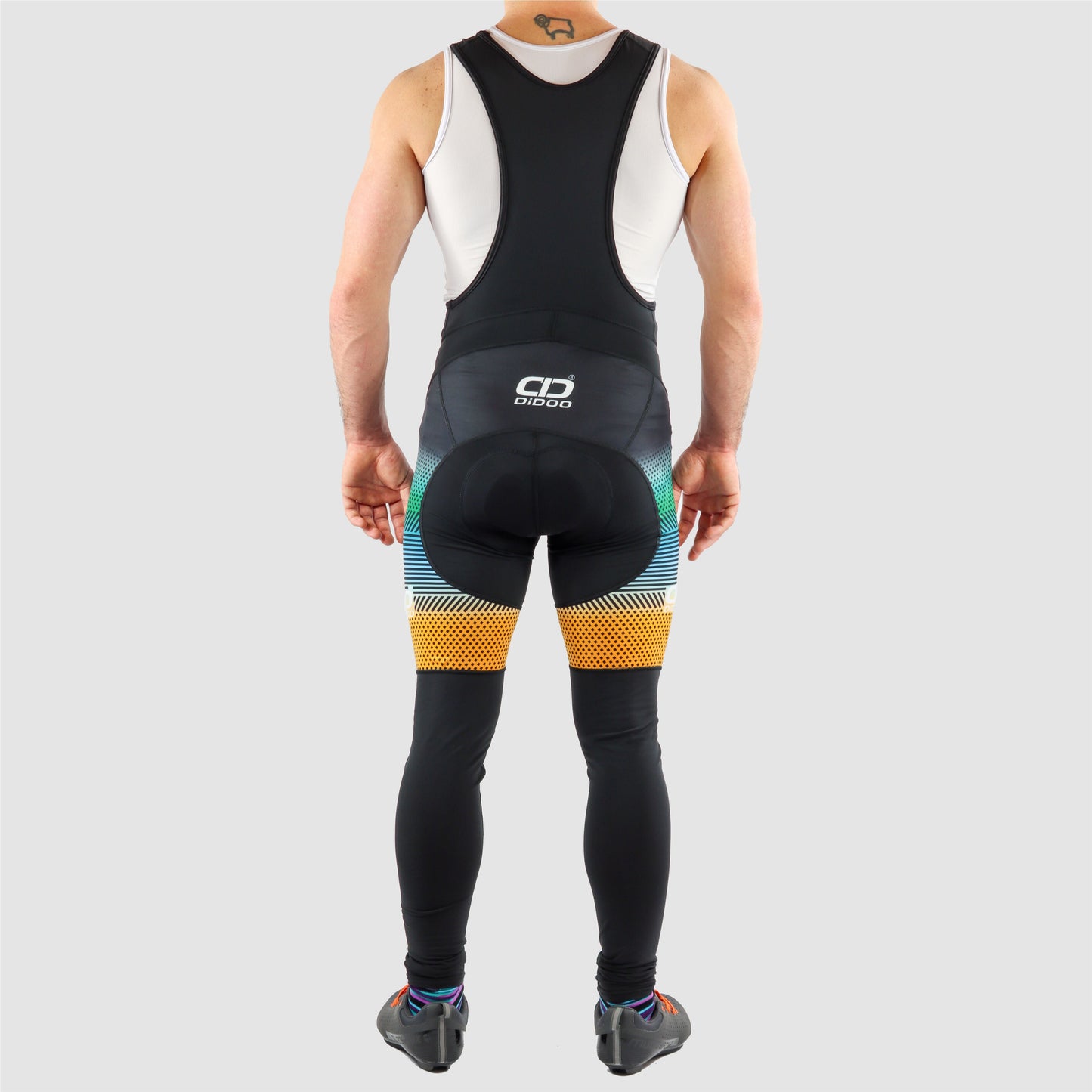 DiDoo Men's Pro Cycling Bib Tights Orange and Blue