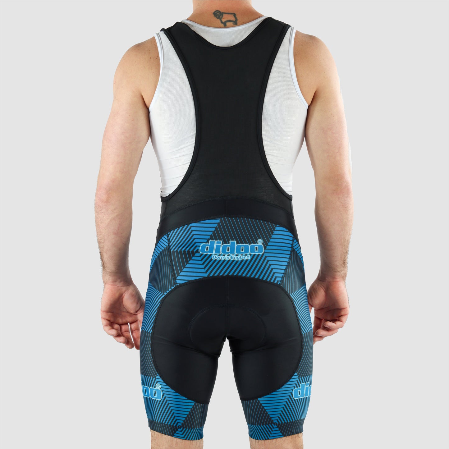 DiDOO Men's Classic Quick Dry Padded Cycling Bib Shorts Black and Light Blue