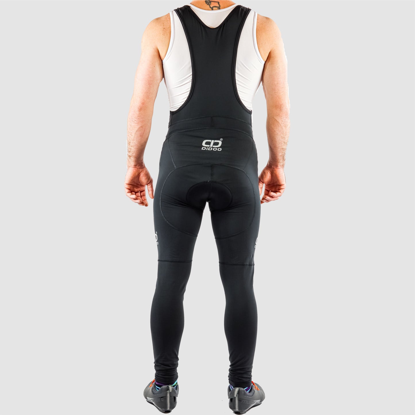 DiDoo Men's Pro Cycling Bib Tights Black and Multi Colour Strips