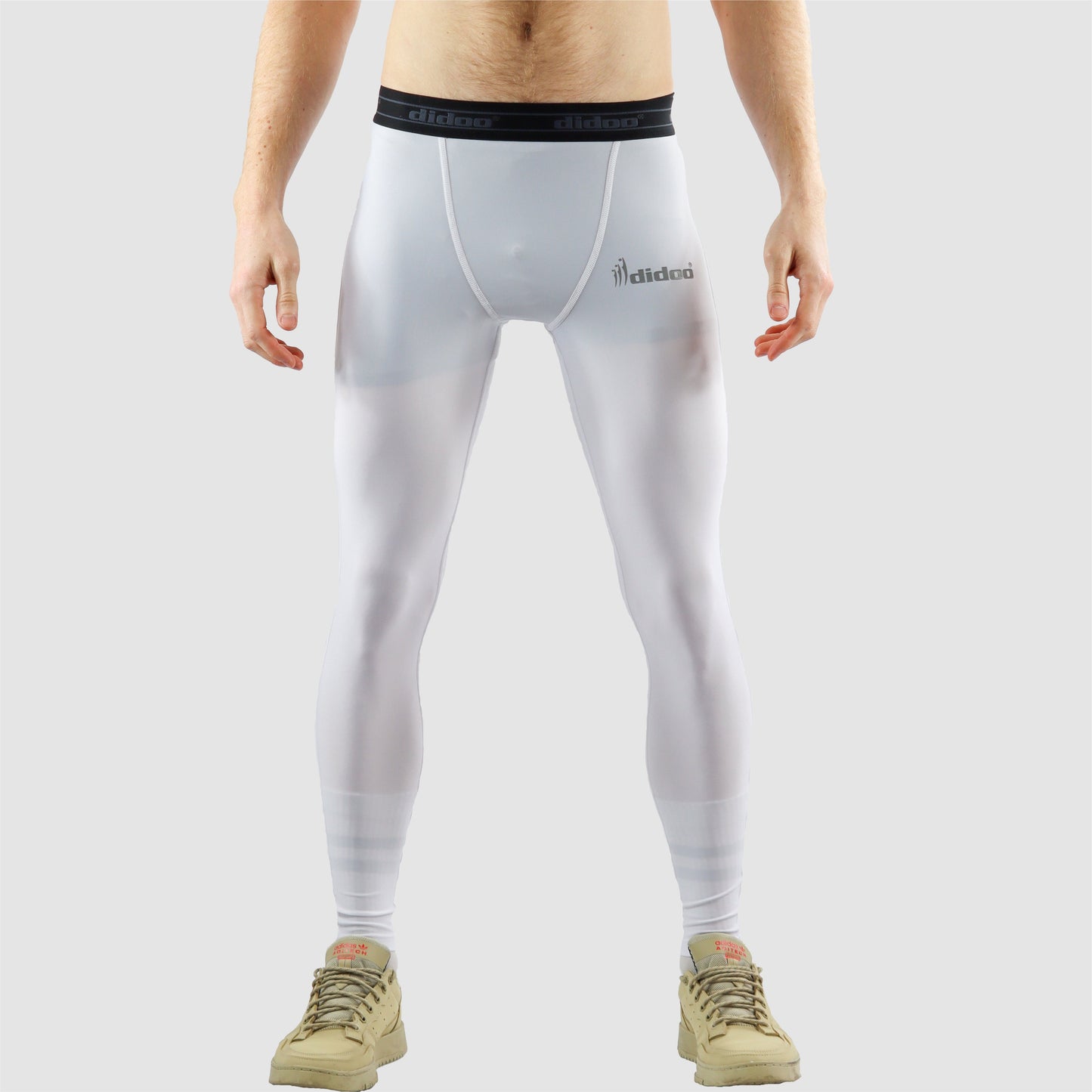 White DiDOO Men's Compression Base Layer Leggings