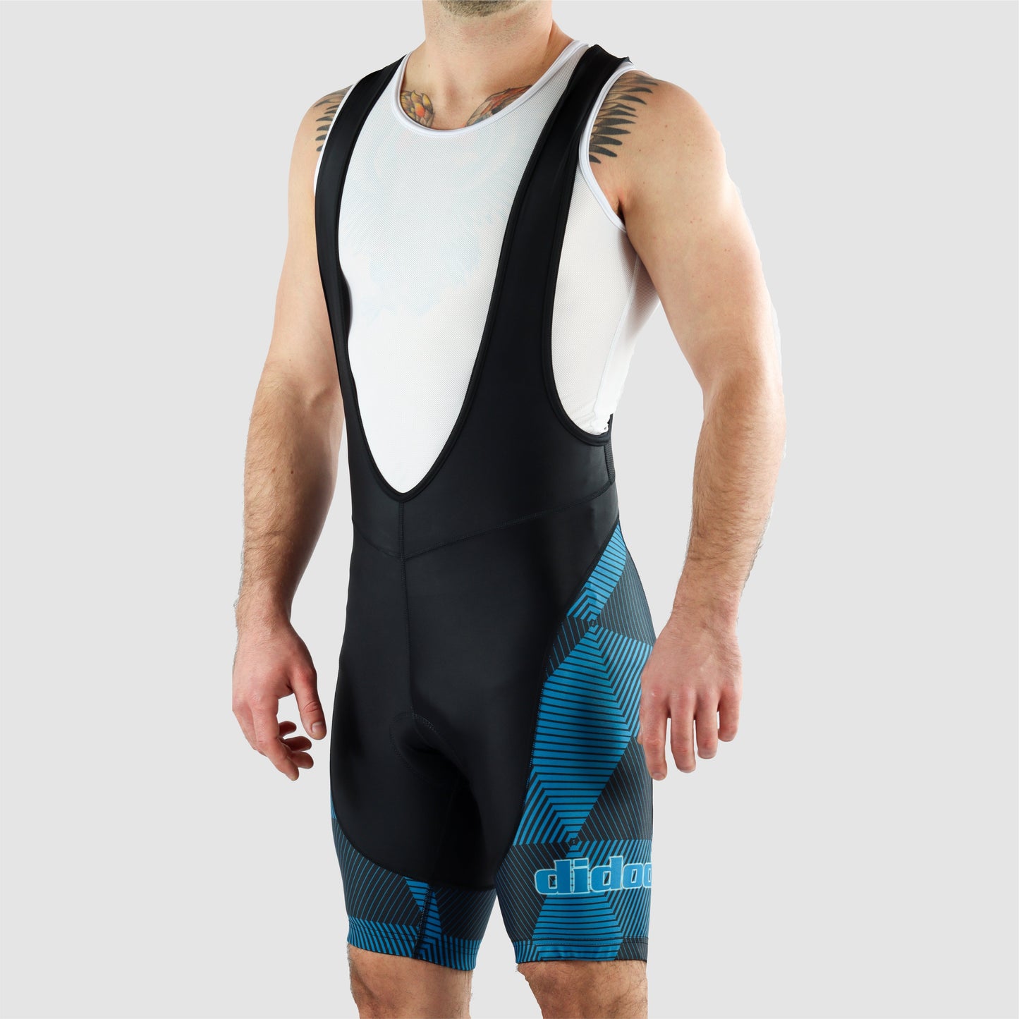 DiDOO Men's Classic Quick Dry Padded Cycling Bib Shorts Black and Light Blue