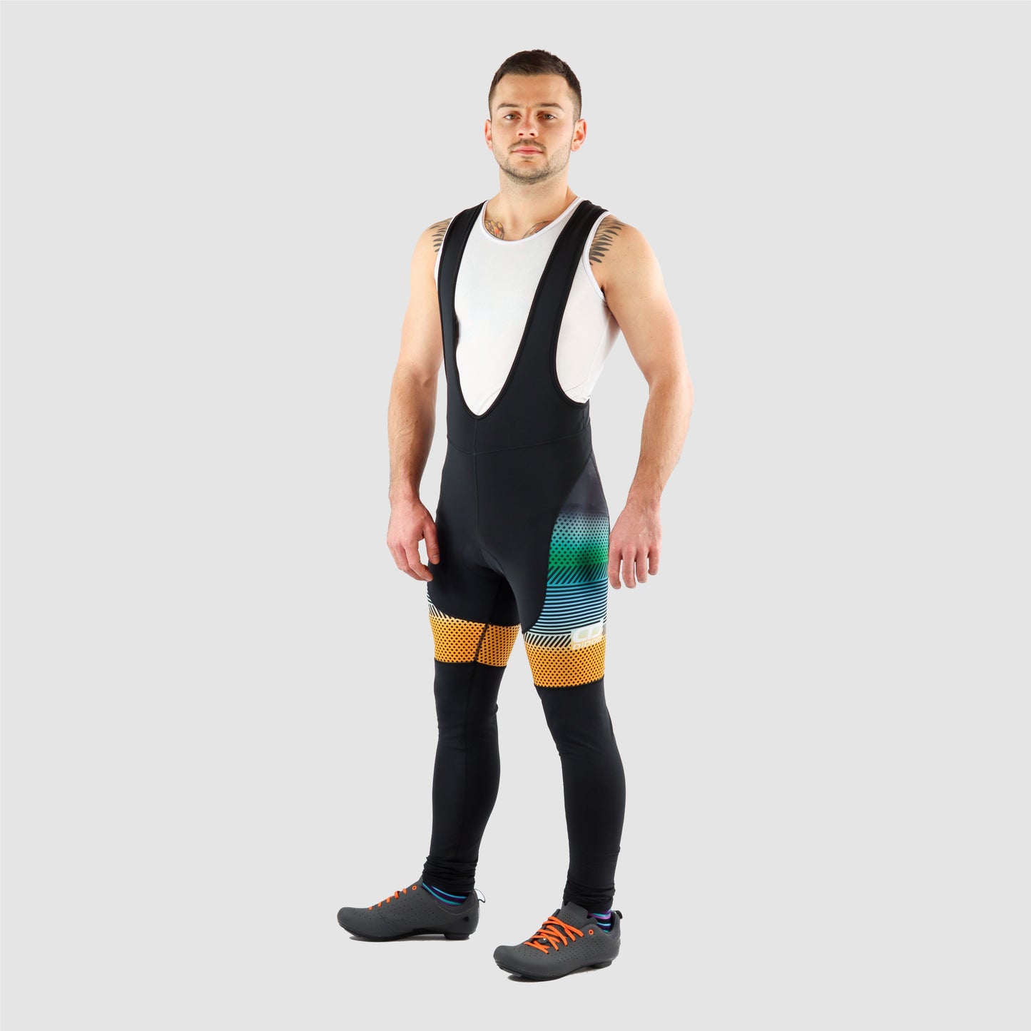 DiDoo Men's Pro Cycling Bib Tights Orange and Blue