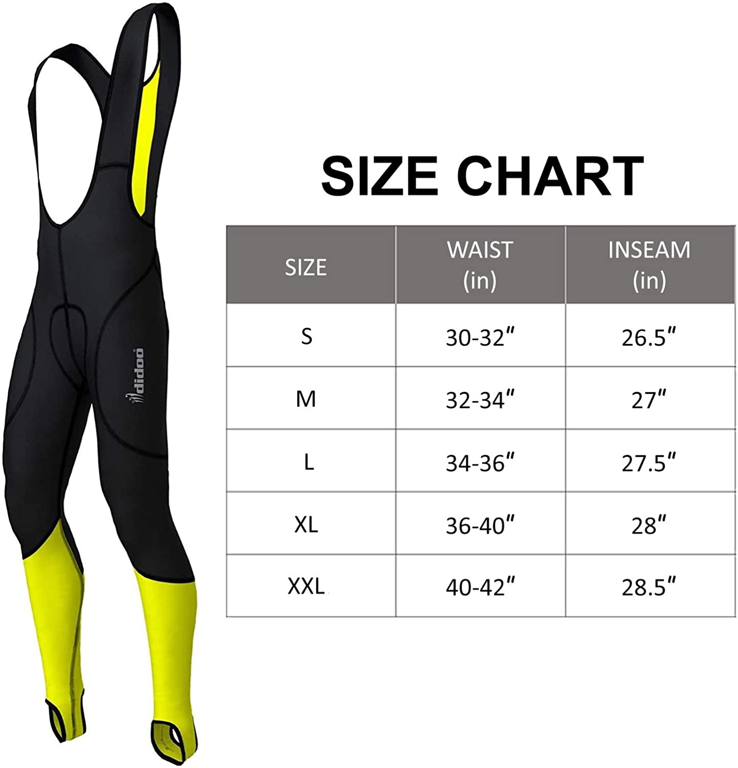 DiDoo Men's Classic Cycling Bib Tights