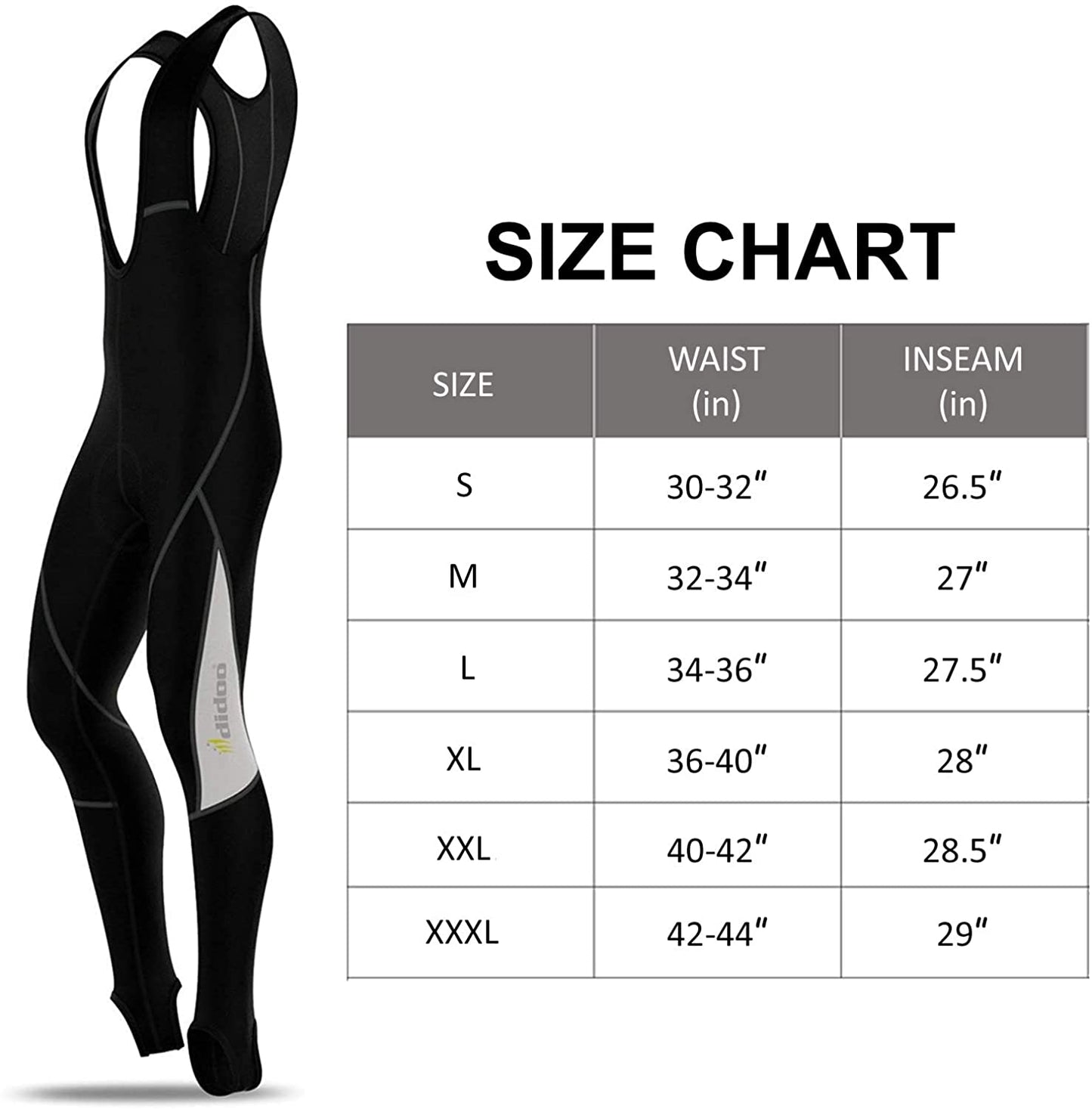 DiDoo Men's Classic Cycling Bib Tights