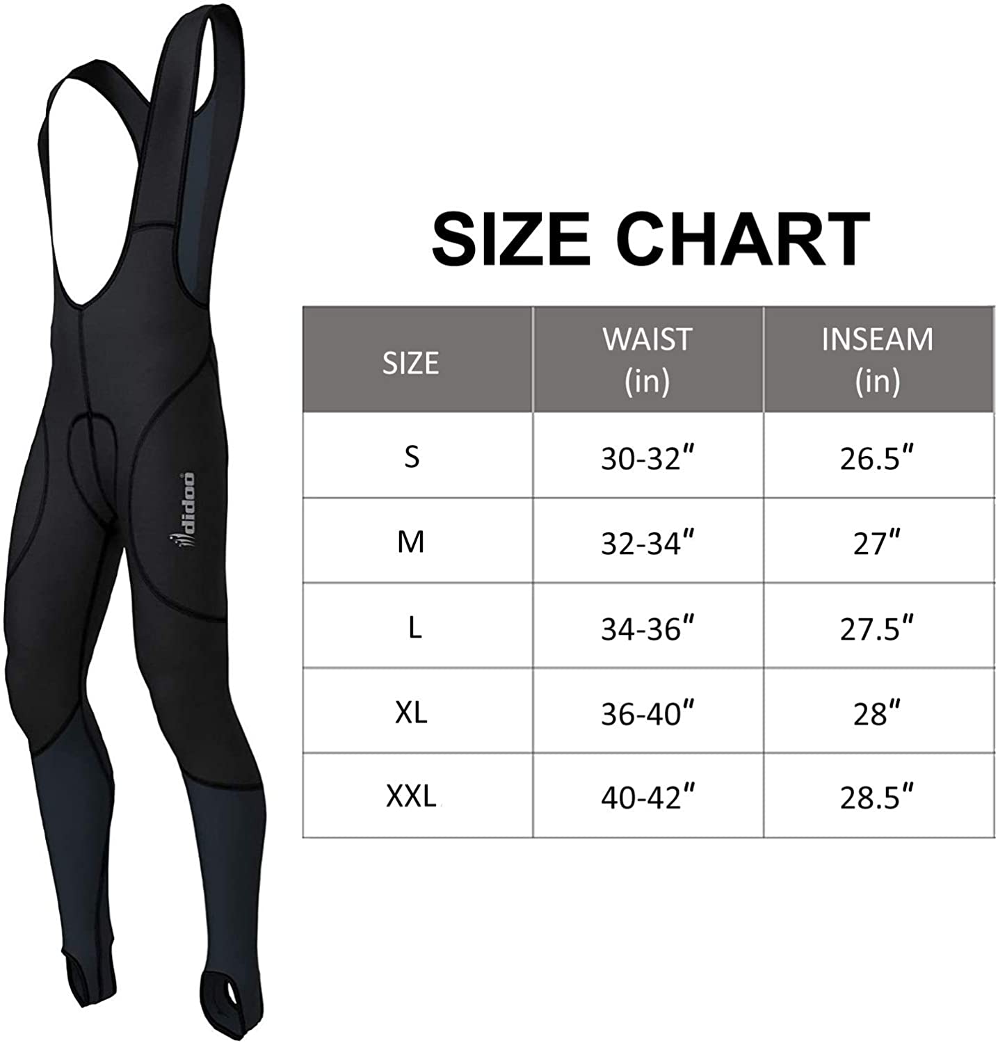DiDoo Men's Classic Cycling Bib Tights