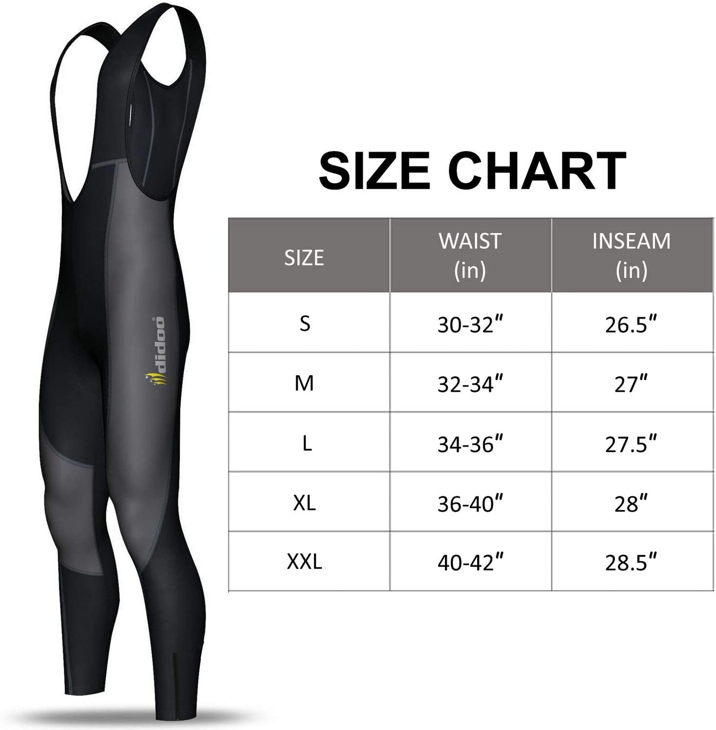 DiDoo Men's Classic Cycling Bib Tights