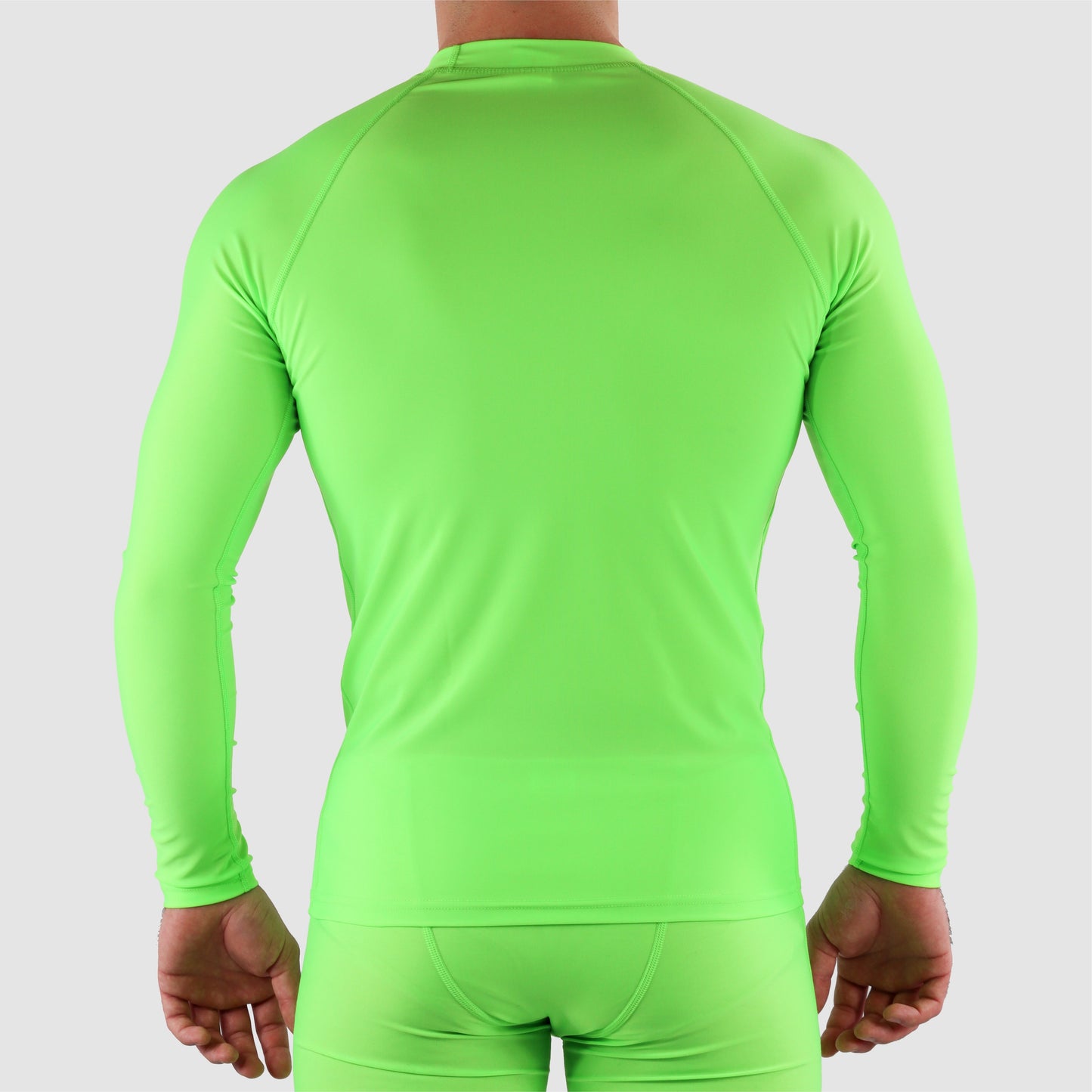 Fluorescent Green DiDOO Men's Compression Baselayer Top Long Sleeve