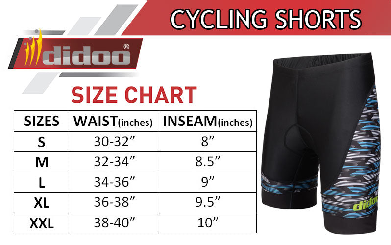 Didoo New Mens Sublimation Padded Cycling Shorts
