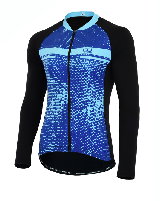 DiDOO Women Pro long sleeve winter cycling jersey Black and Blue