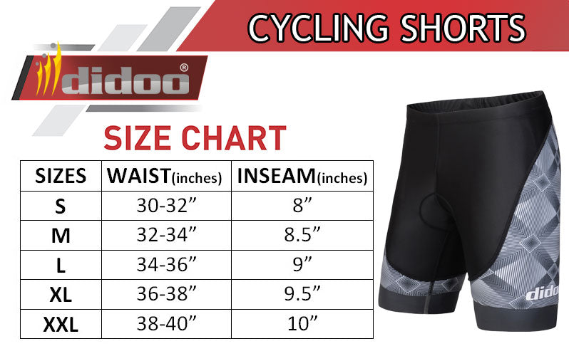 Didoo New Mens Sublimation Padded Cycling Shorts