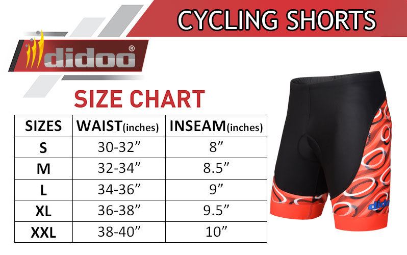 Didoo New Mens Sublimation Padded Cycling Shorts