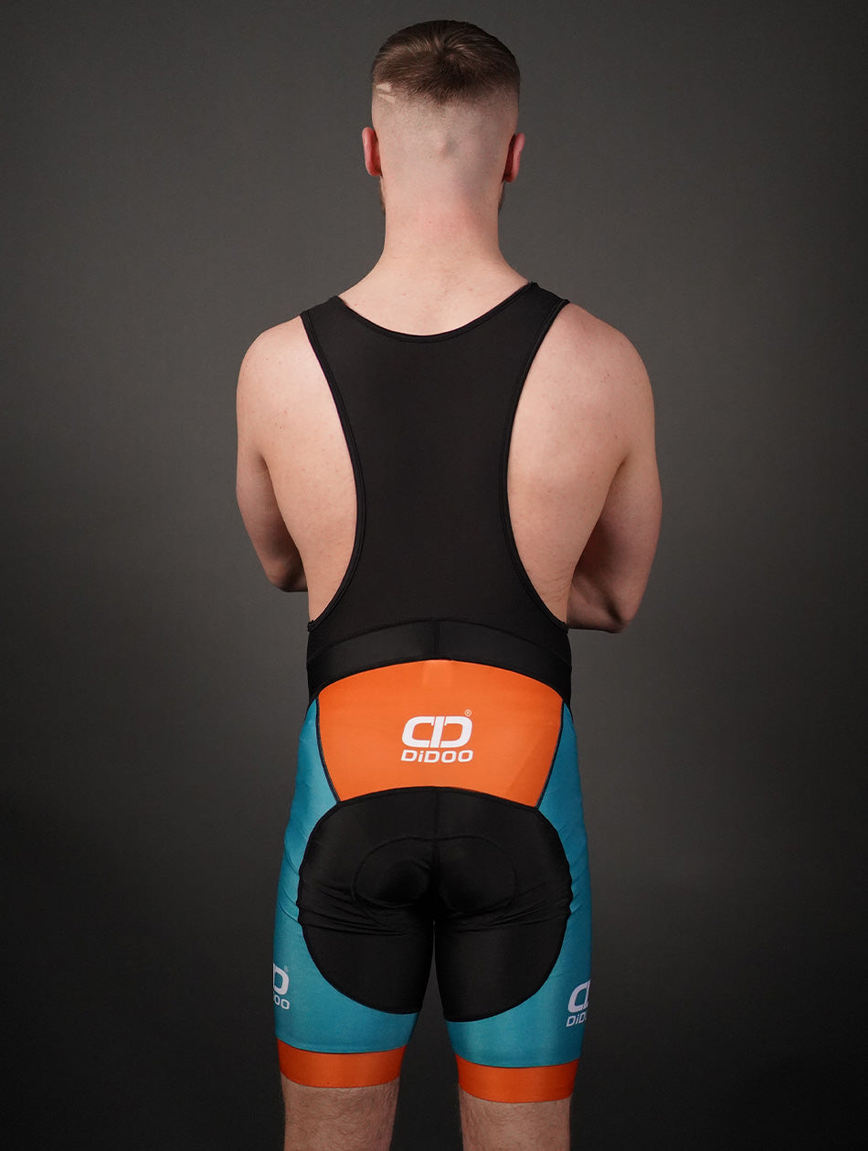 Men's Performance Cycling Bib Shorts Green and Orange