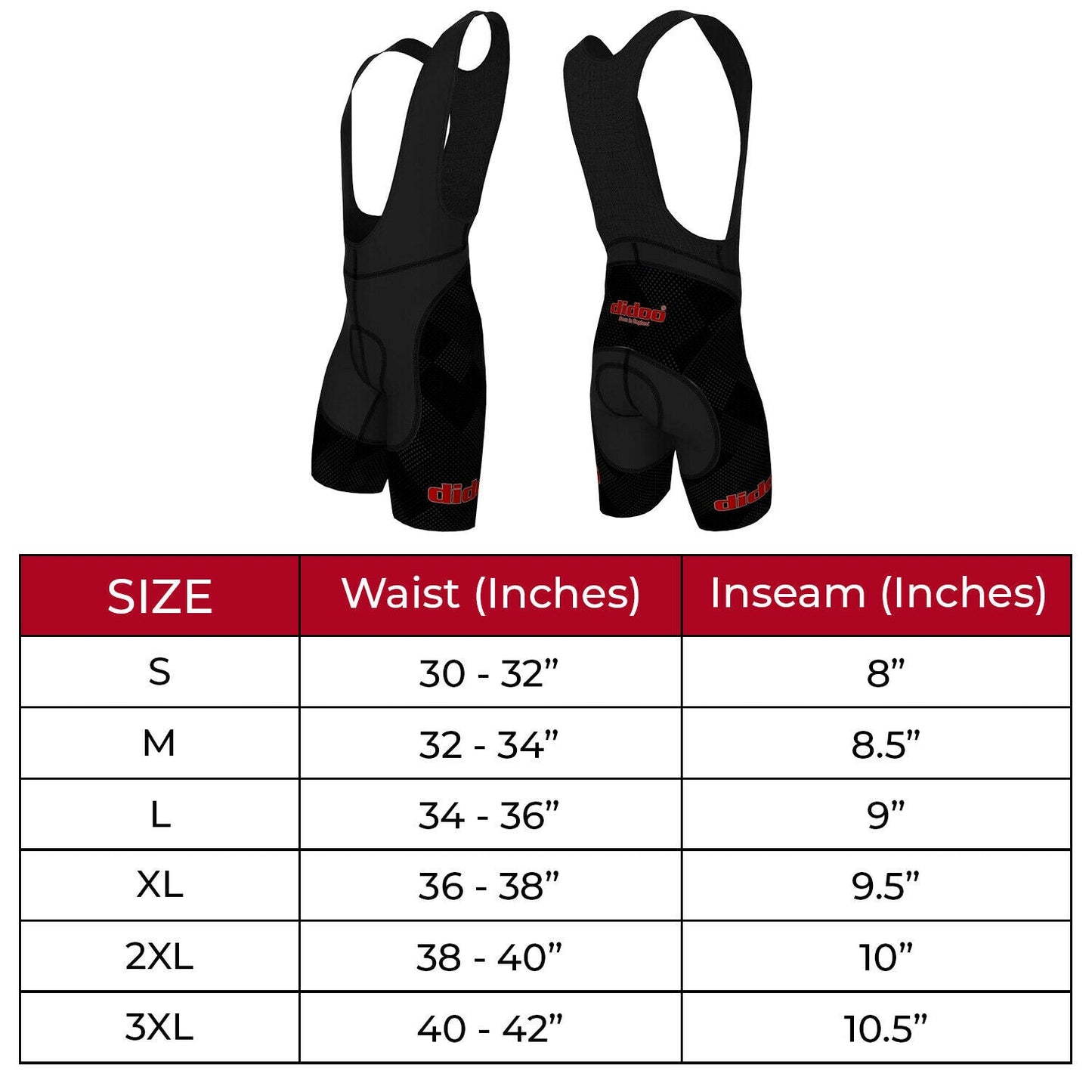DiDOO Men's Classic Quick Dry Padded Cycling Bib Shorts Black and Grey