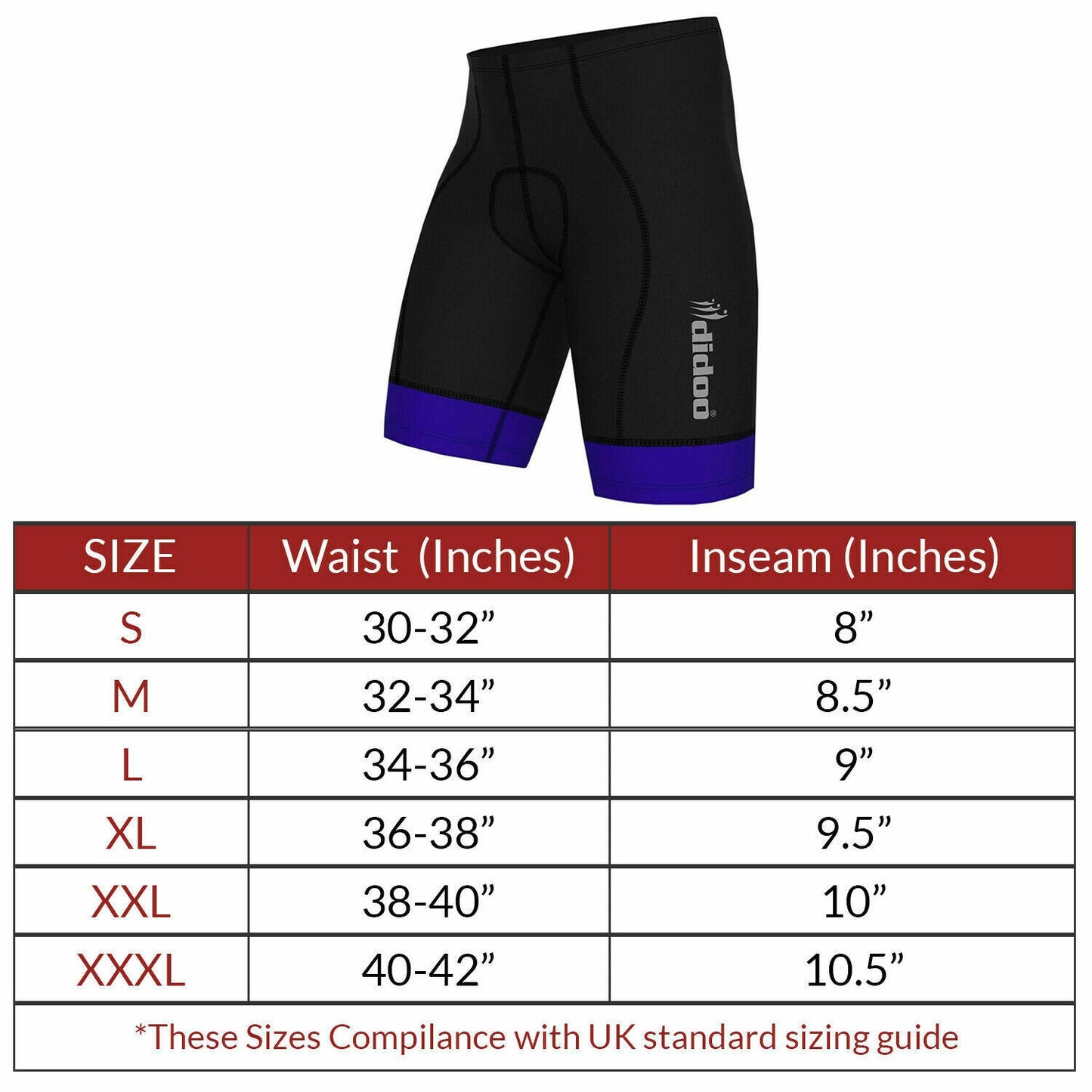 DiDoo Men's Classic Padded Cycling Shorts
