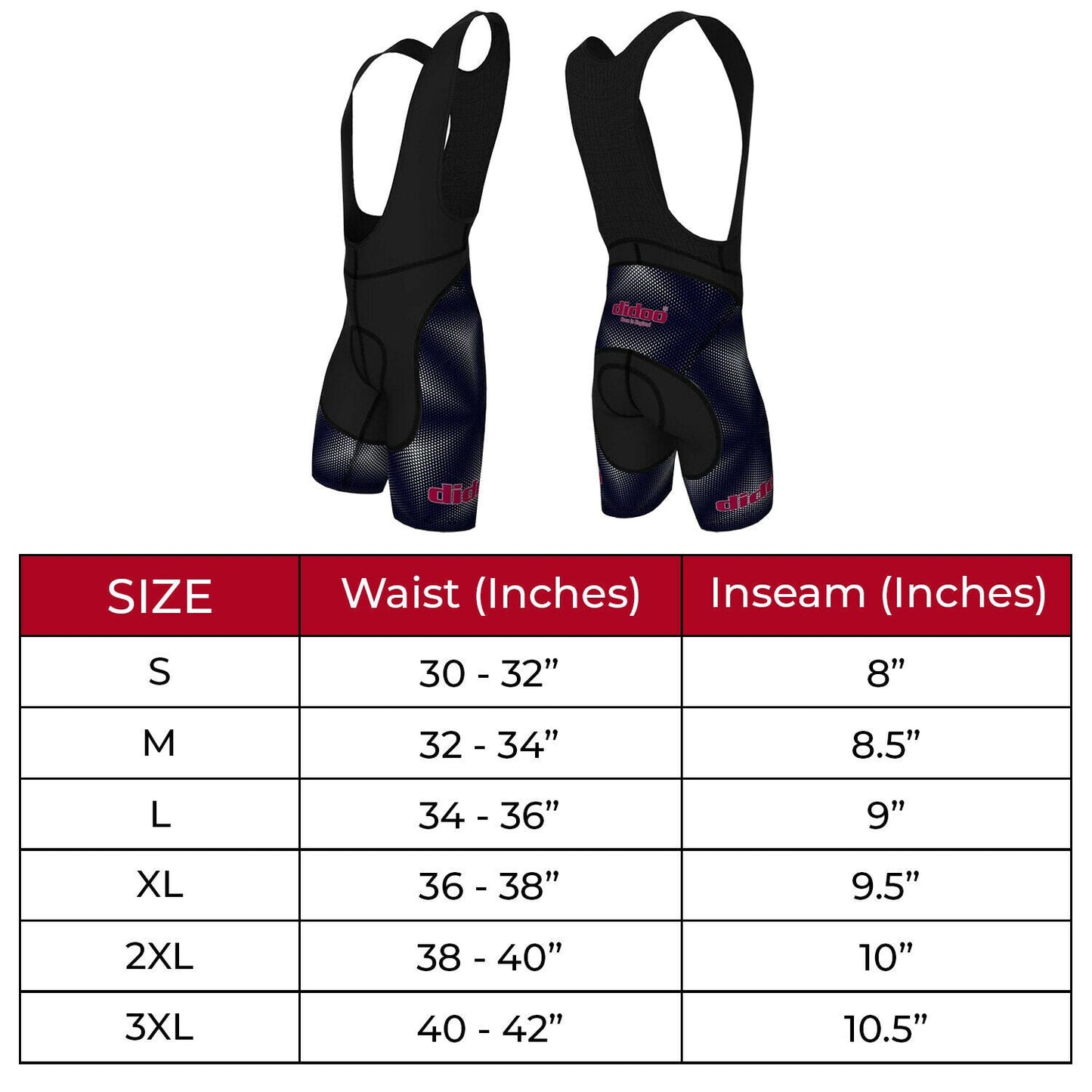 DiDOO Men's Classic Quick Dry Padded Cycling Bib Shorts Black and Navy Blue