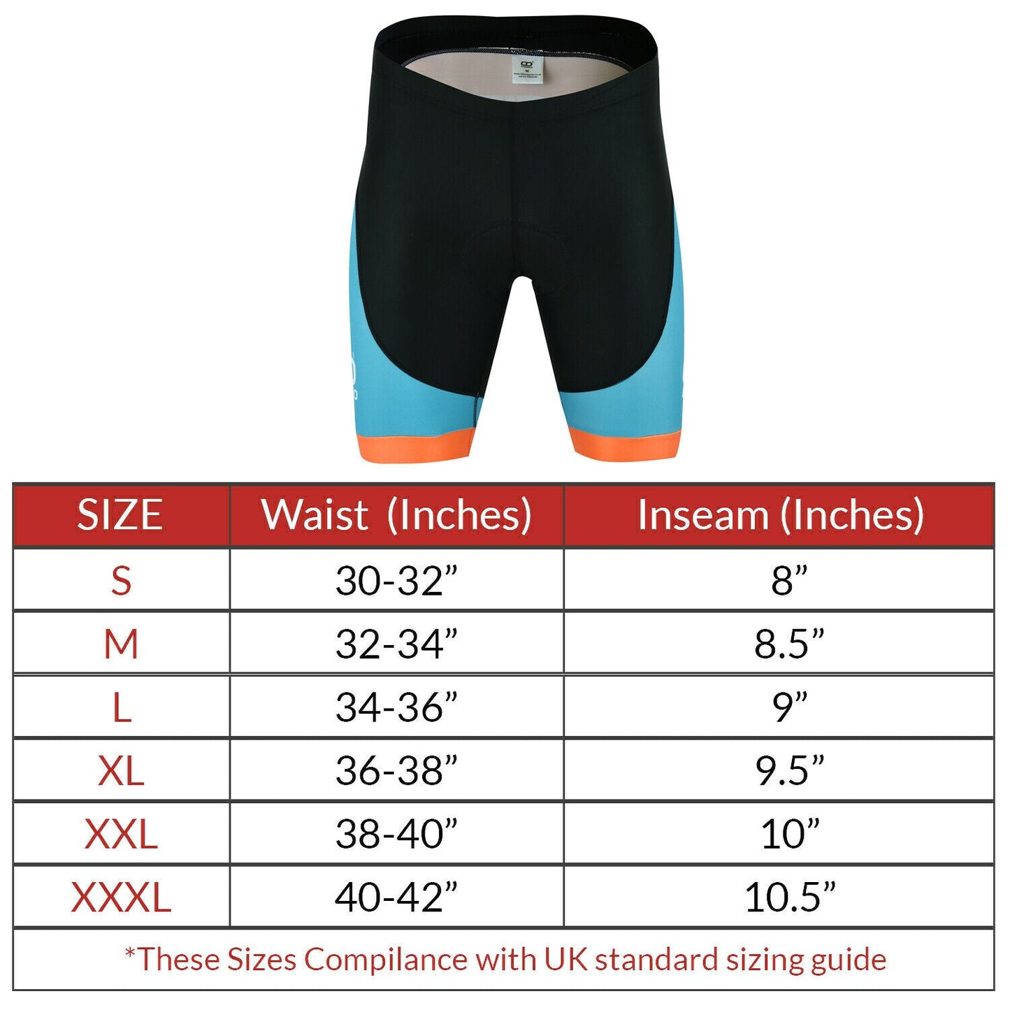 Men's Performance Cycling Shorts Green and Orange