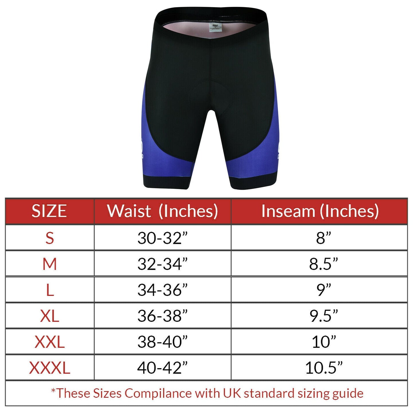 Men's Performance Cycling Shorts Blue and Red