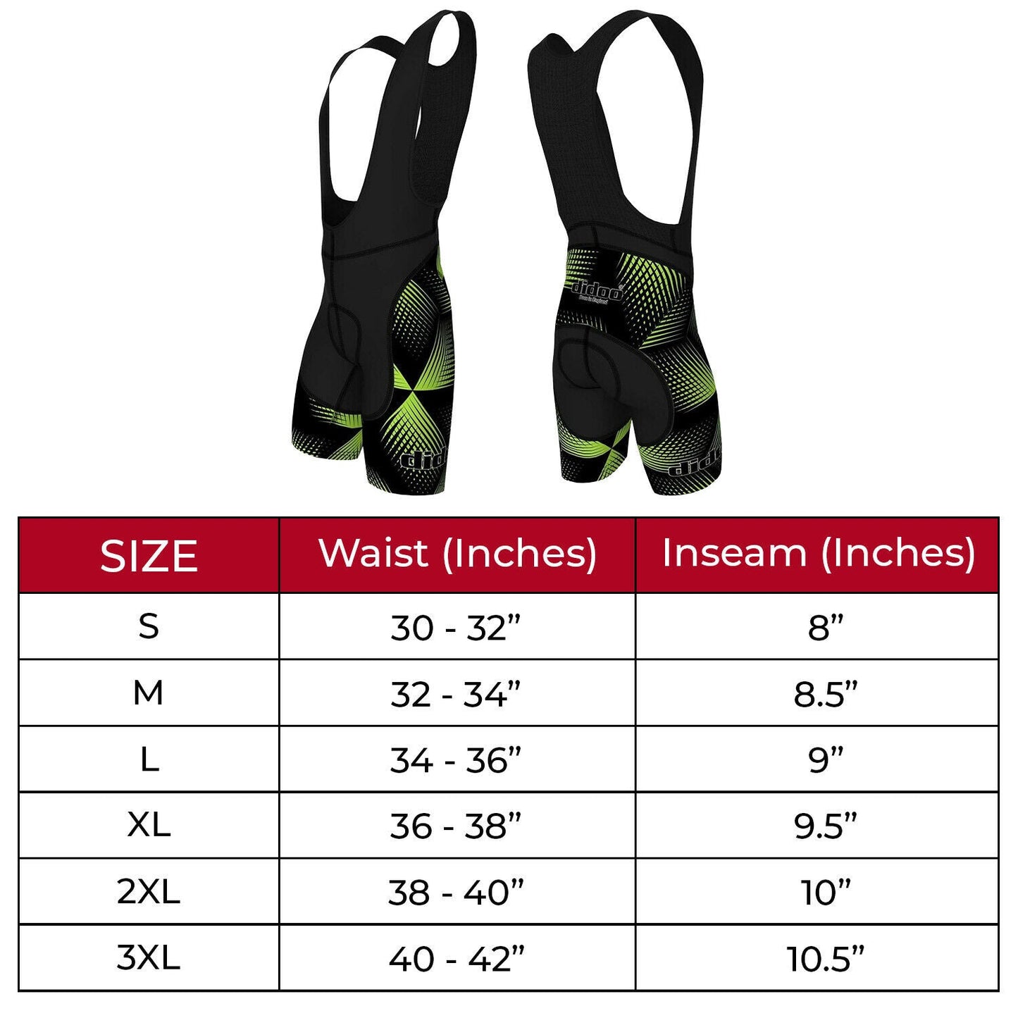 DiDOO Men's Classic Quick Dry Padded Cycling Bib Shorts Black and Yellow