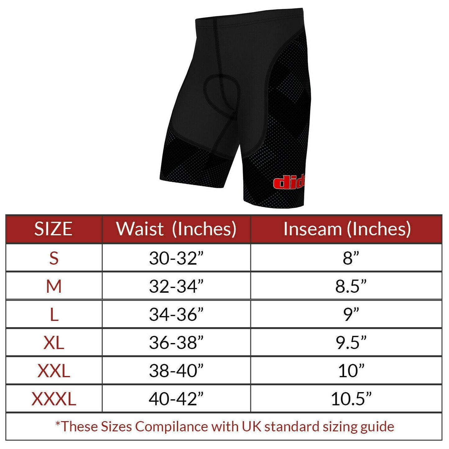 DiDOO Men's Classic Quick Dry Padded Cycling Shorts Black and Grey