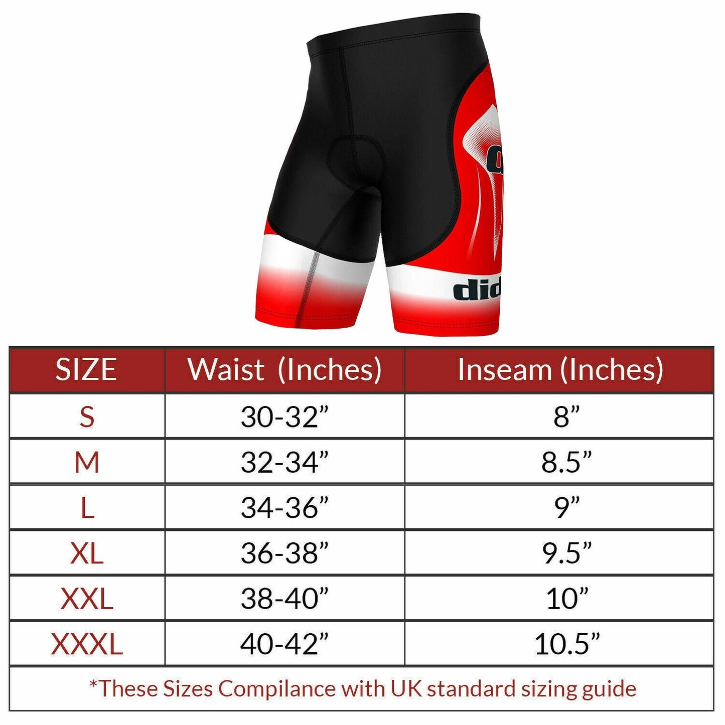 Men's Performance Cycling Shorts Red and Blue