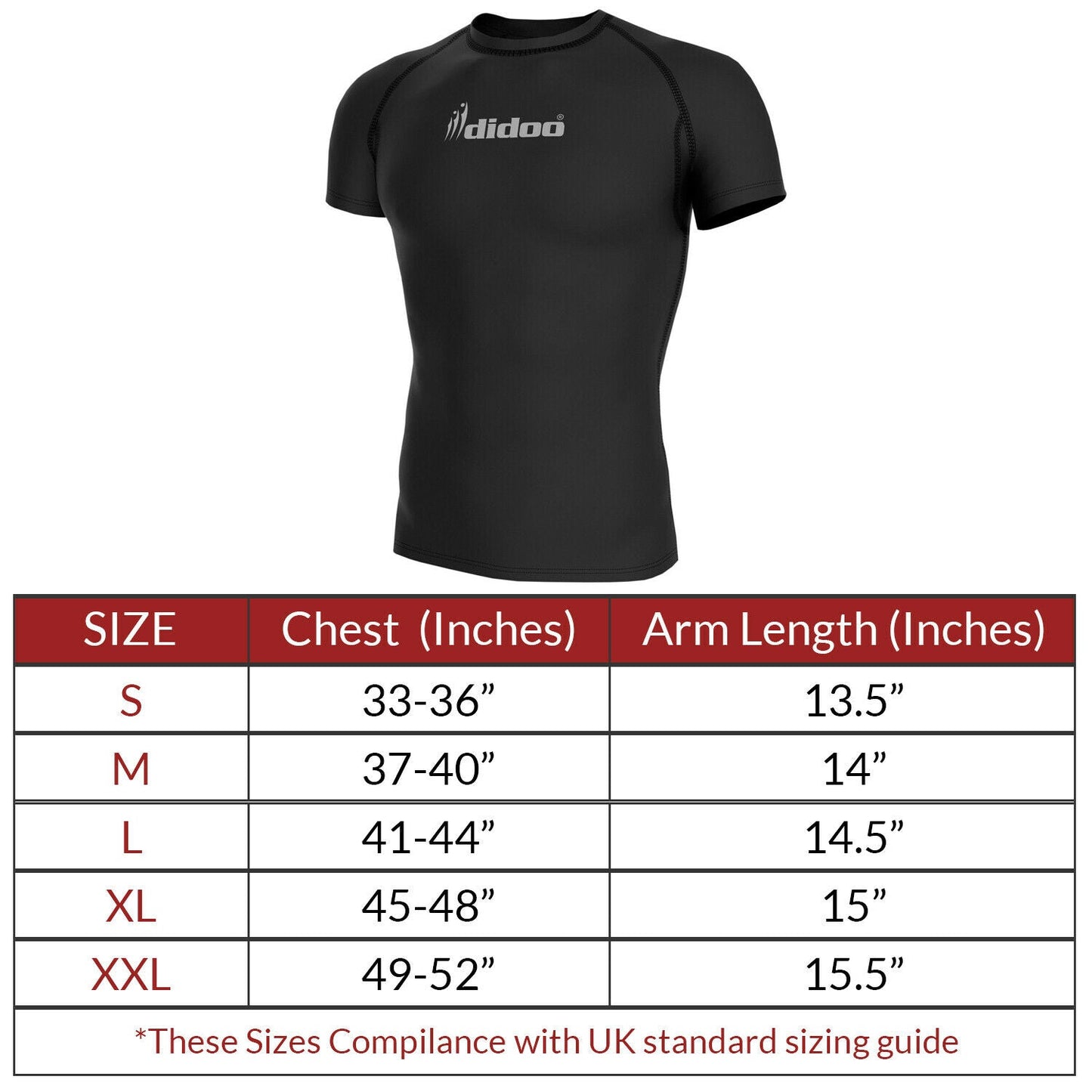 DiDOO Men's Compression Baselayer Top Short Sleeve