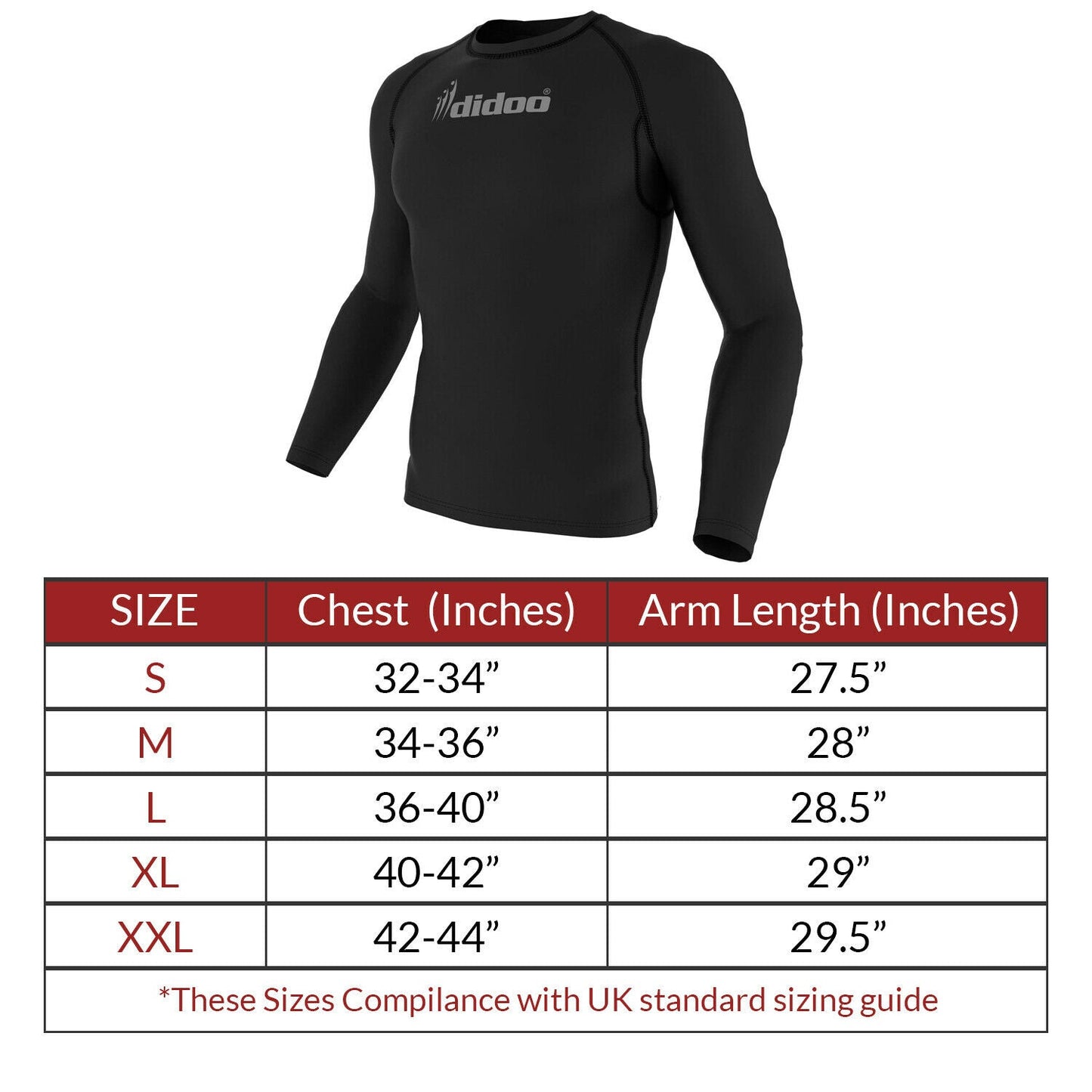DiDOO Men's Compression Baselayer Top Long Sleeve