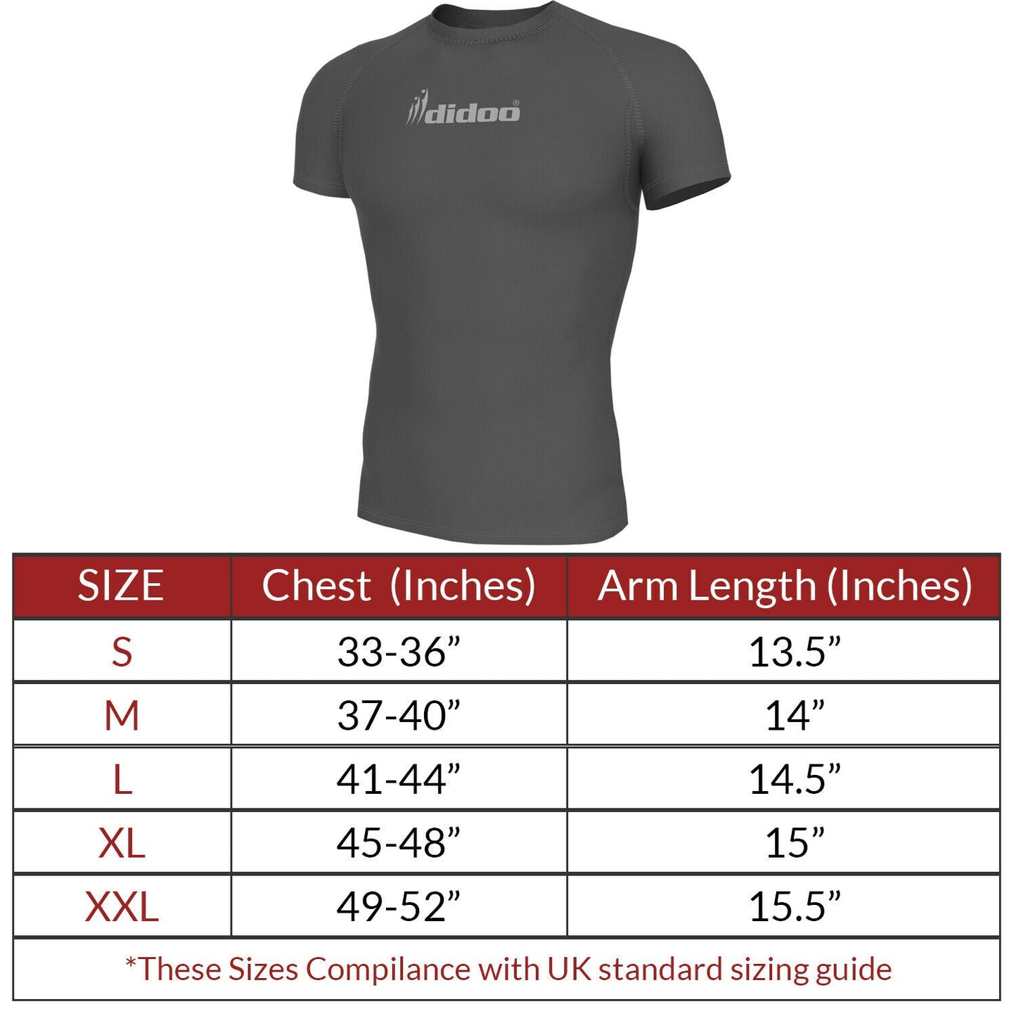DiDOO Men's Compression Baselayer Top Short Sleeve