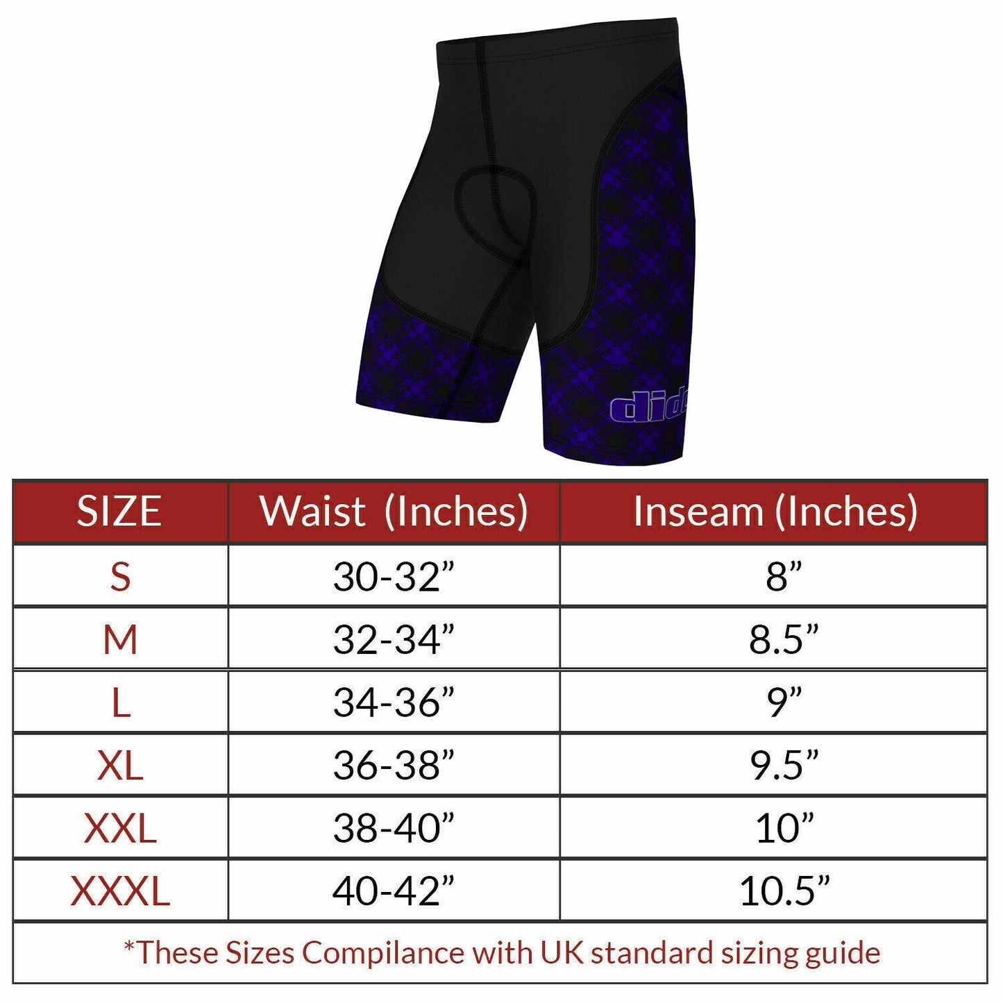 DiDOO Men's Classic Quick Dry Padded Cycling Shorts Black and Blue