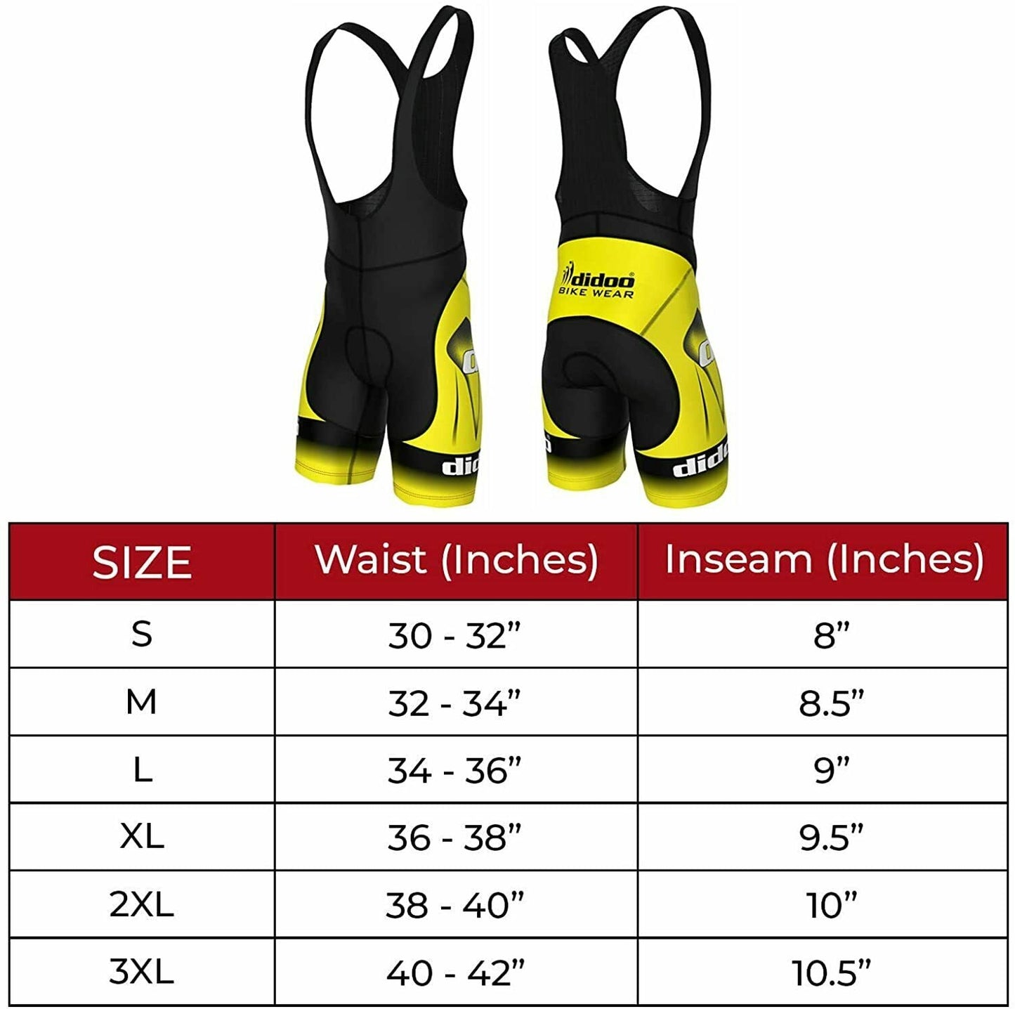 DiDOO Men's Classic Cycling Bib Shorts