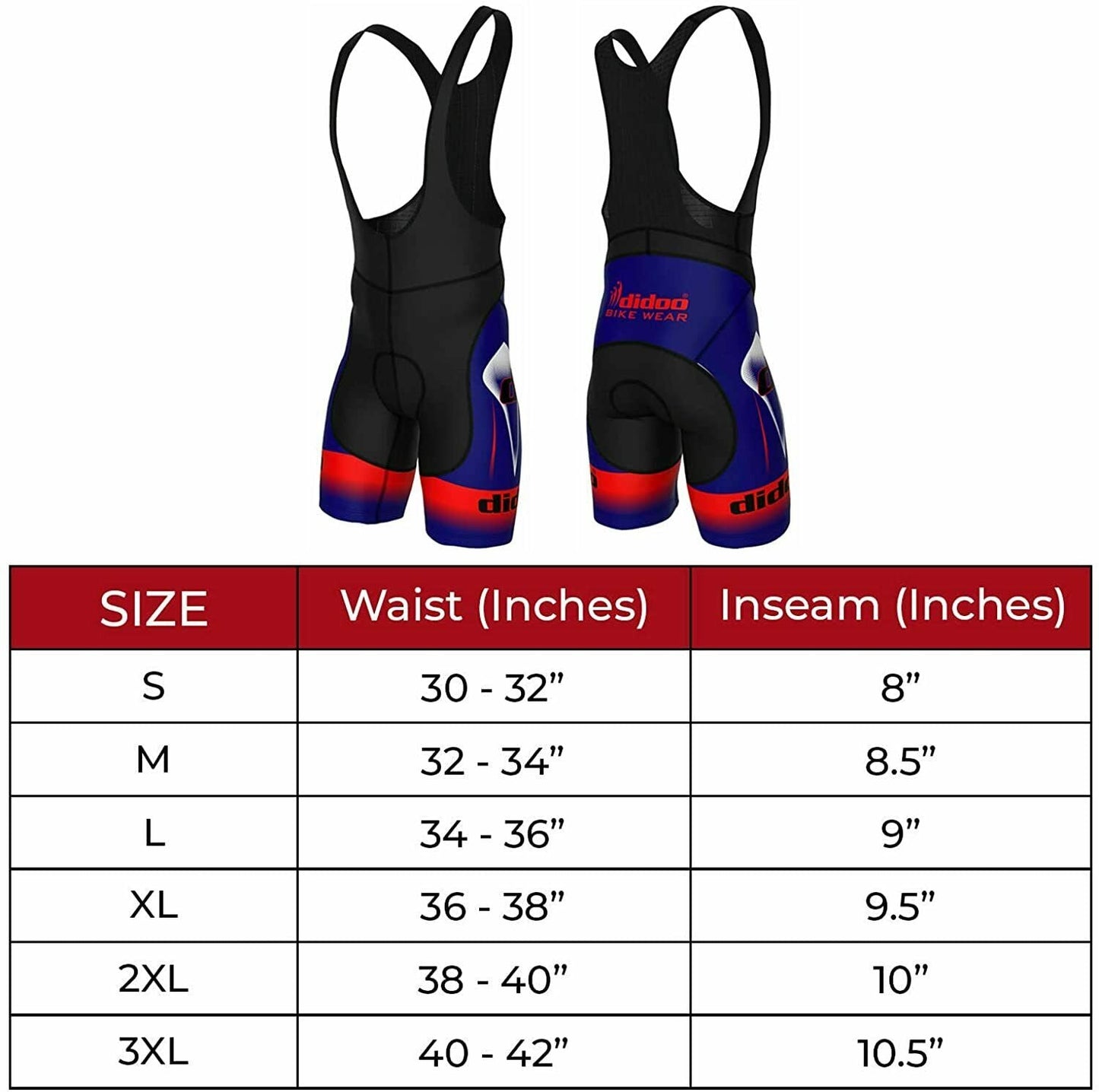 DiDOO Men's Classic Cycling Bib Shorts