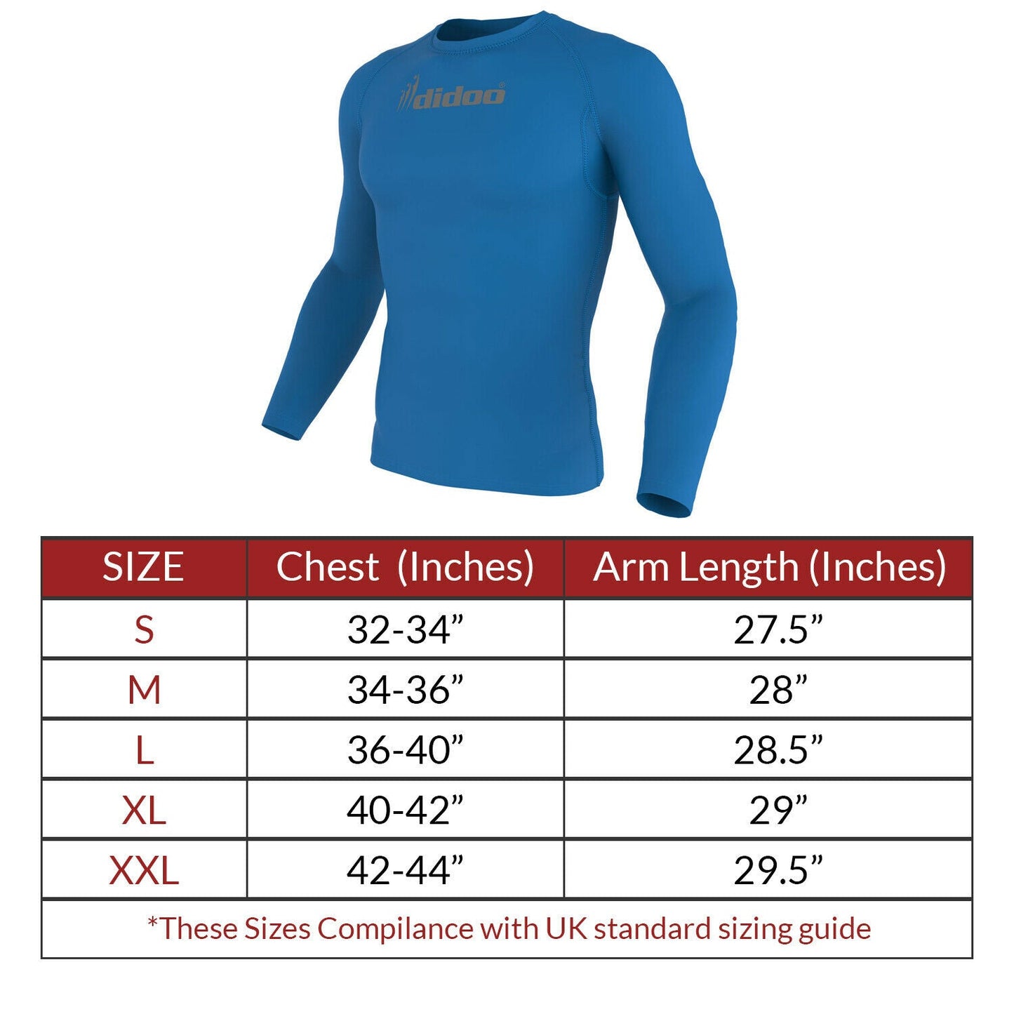 DiDOO Men's Compression Baselayer Top Long Sleeve