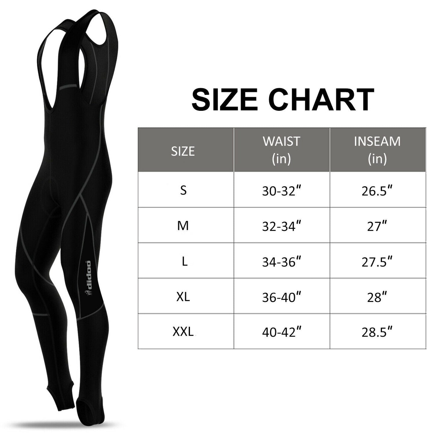 DiDoo Men's Classic Cycling Bib Tights