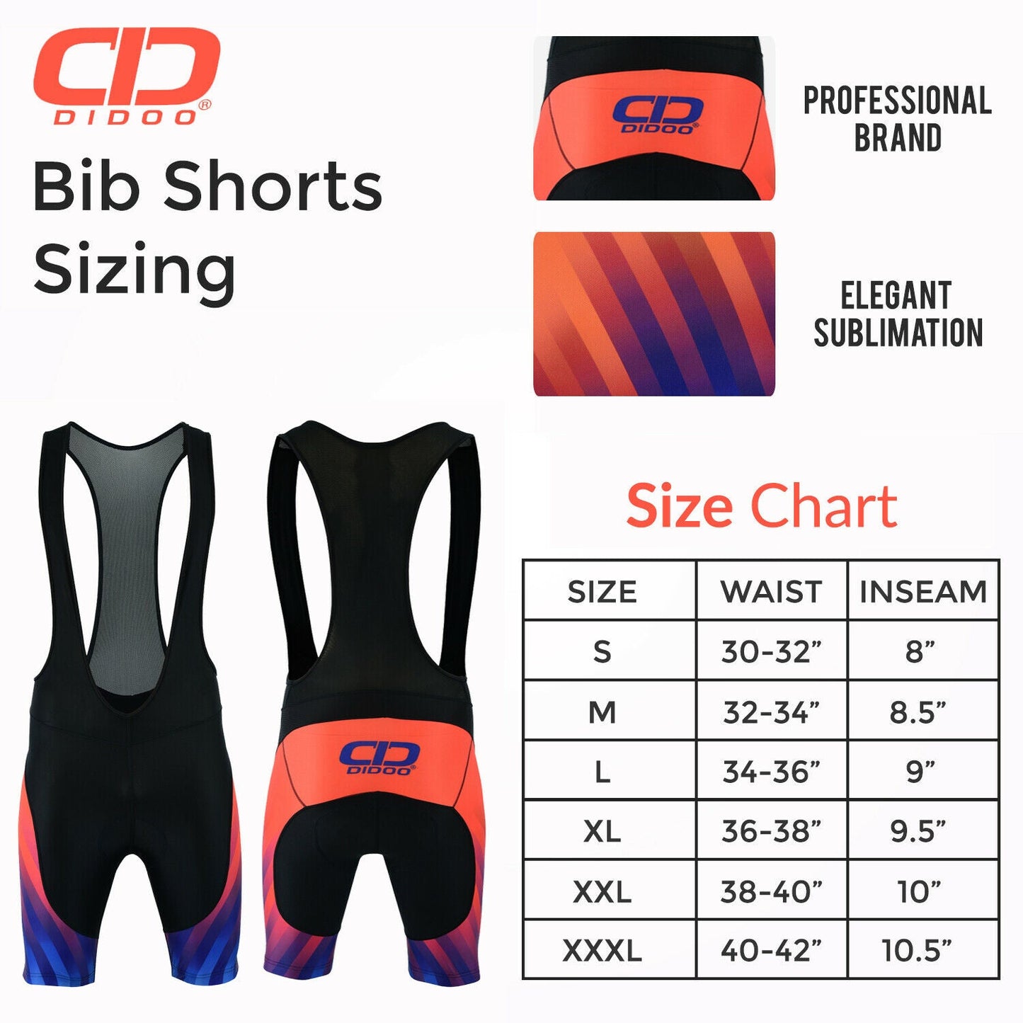 DiDOO Men's Pro Cycling Bib Shorts