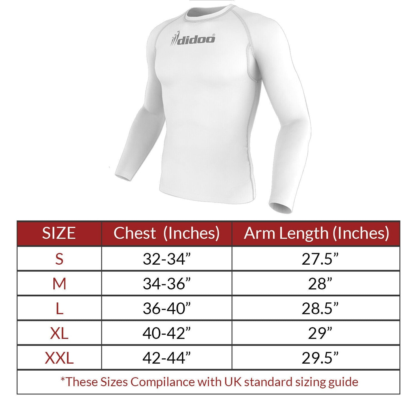DiDOO Men's Compression Baselayer Top Long Sleeve