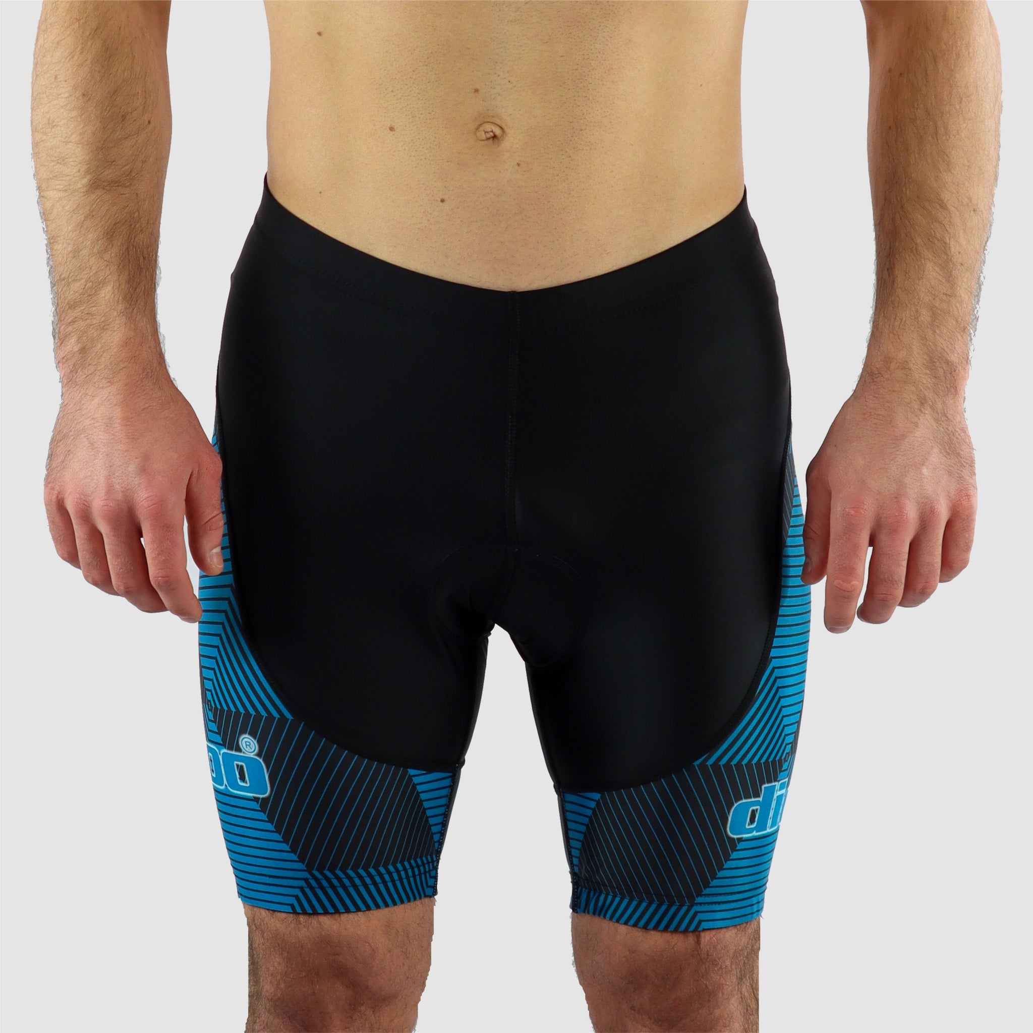 DiDOO Men's Classic Quick Dry Padded Cycling Shorts Black and Light Blue
