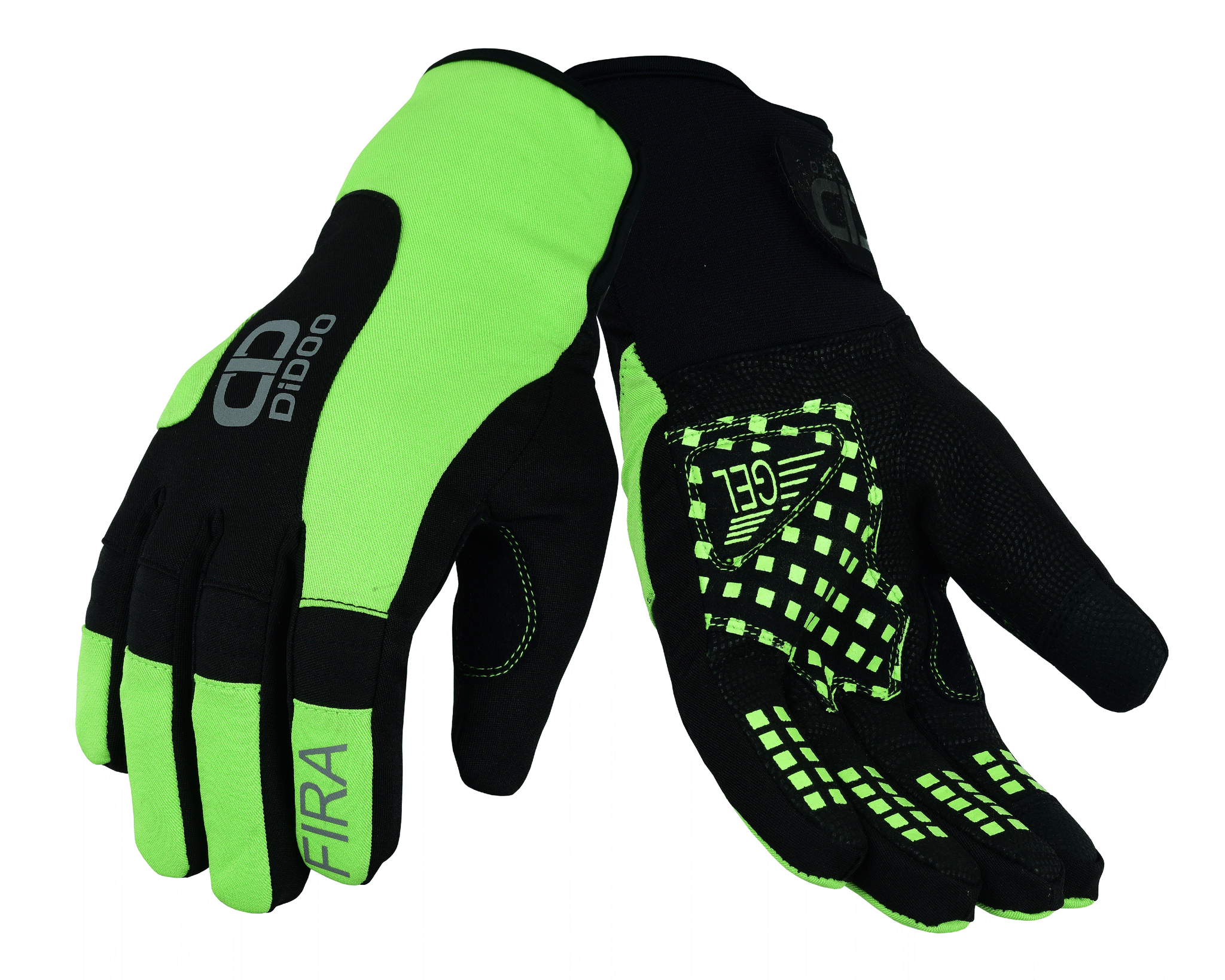 Men's waterproof cycling gloves in green & black