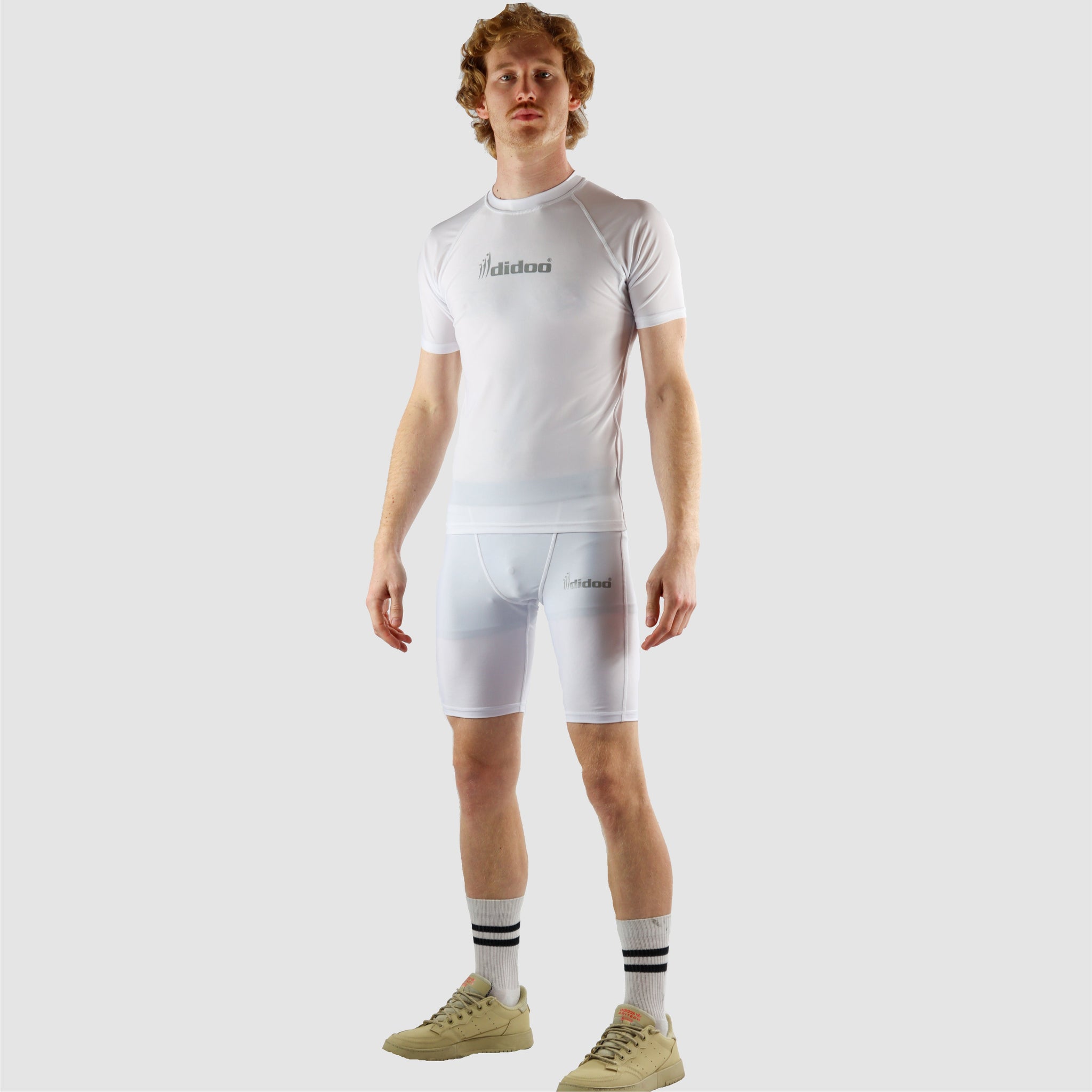 White DiDOO Men's Compression Base Layer Shorts