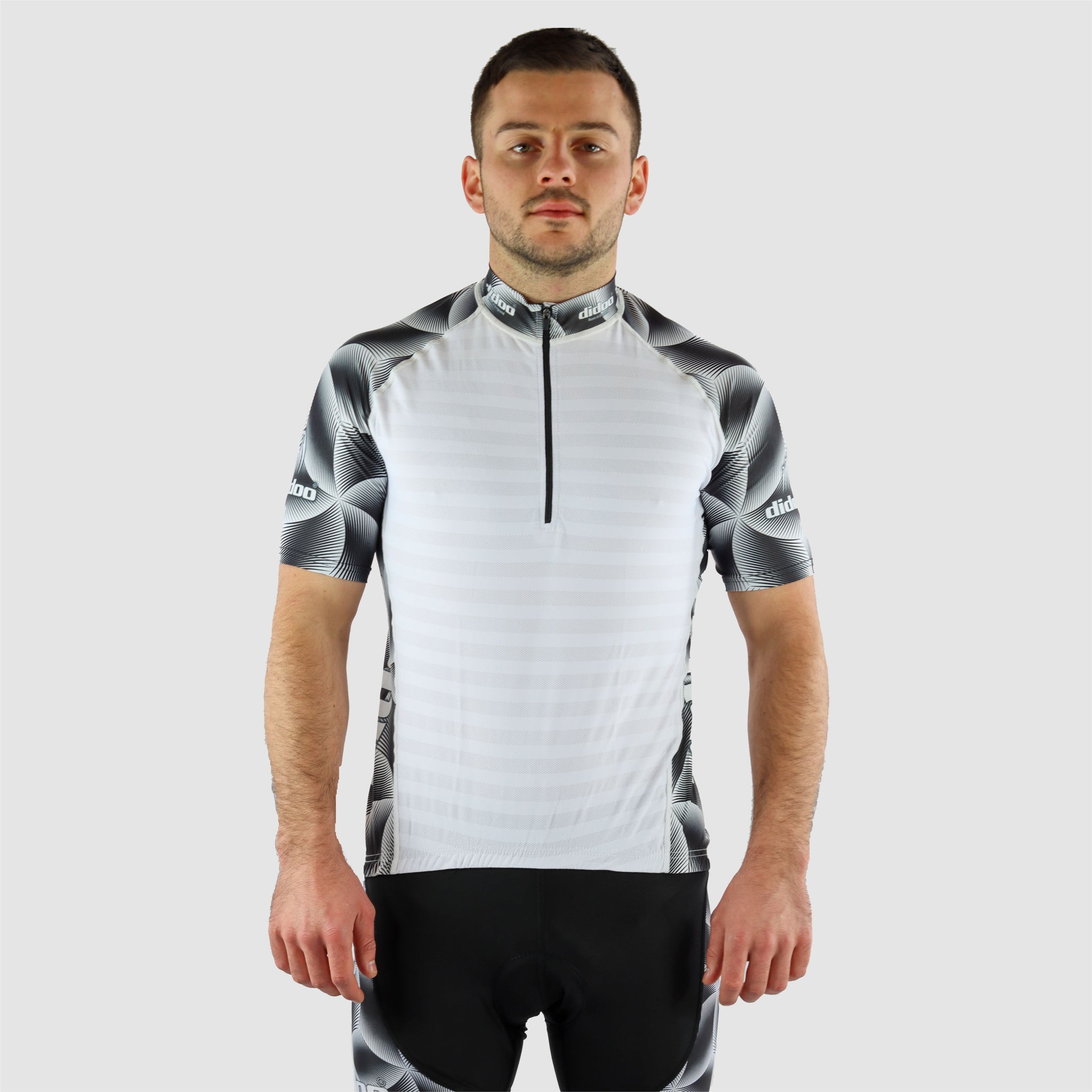 DiDOO Men's Lightweight Half Zip Multi Pockets Short Sleeve Cycling Jersey White