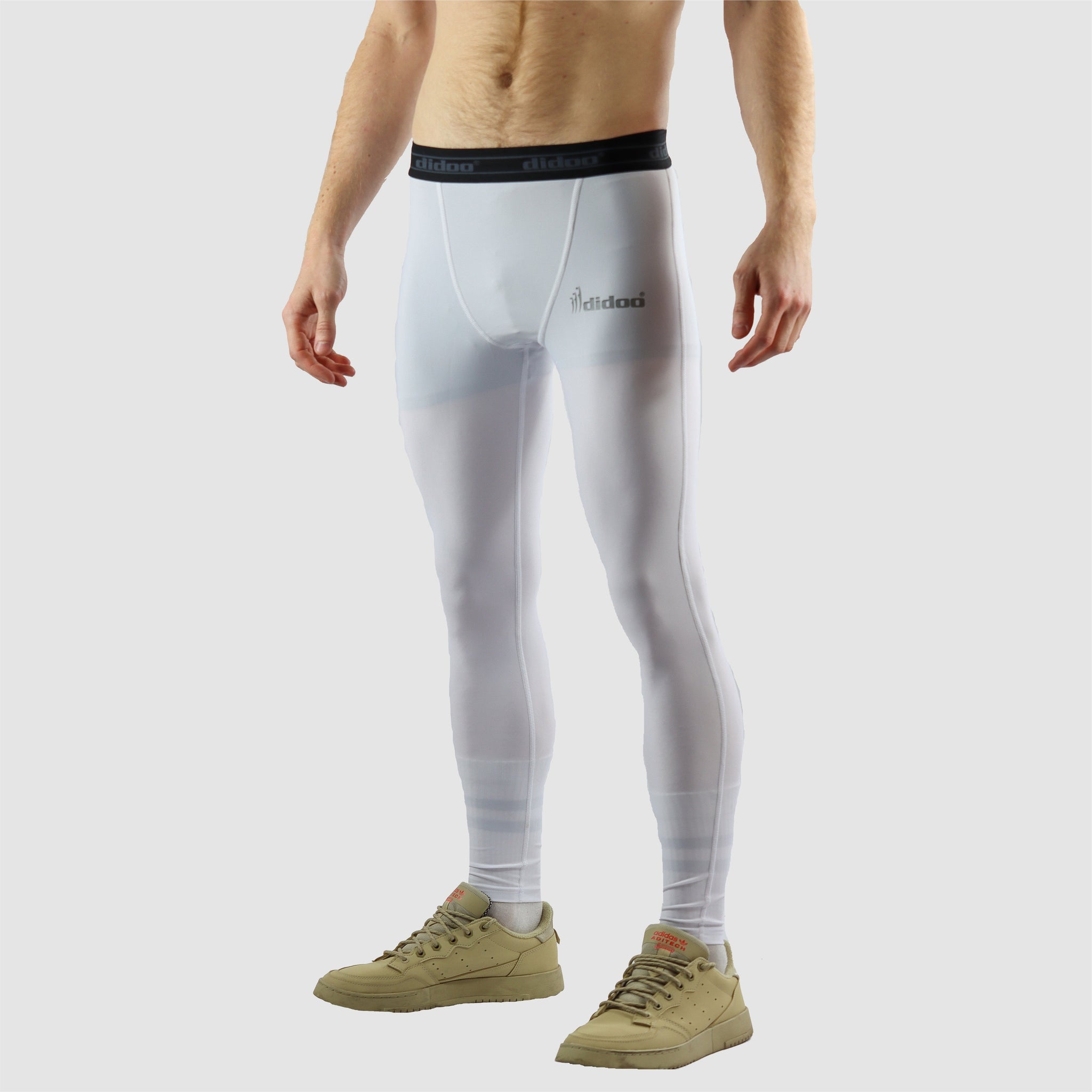 White DiDOO Men's Compression Base Layer Leggings