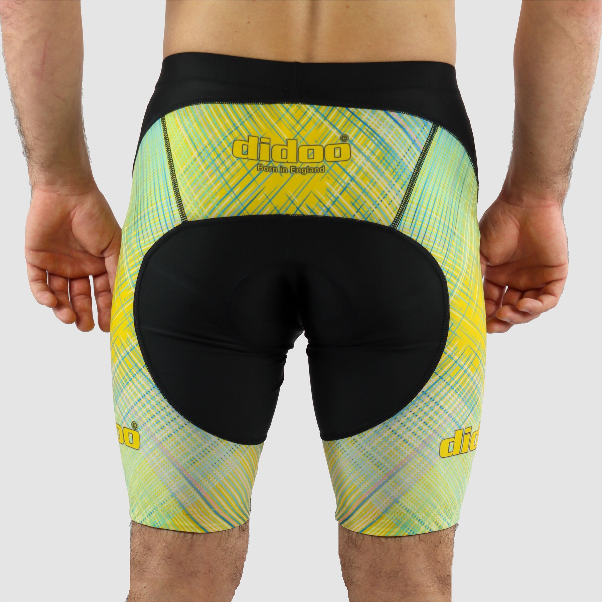 DiDOO Men's Classic Quick Dry Padded Cycling Shorts Black and Yellow