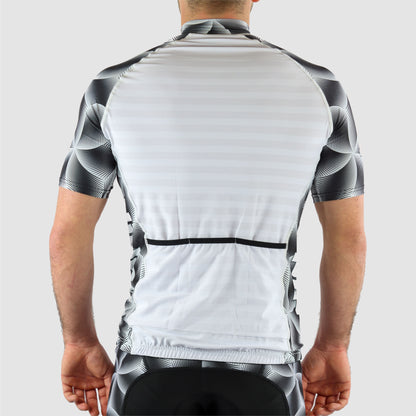 DiDOO Men's Lightweight Half Zip Multi Pockets Short Sleeve Cycling Jersey White