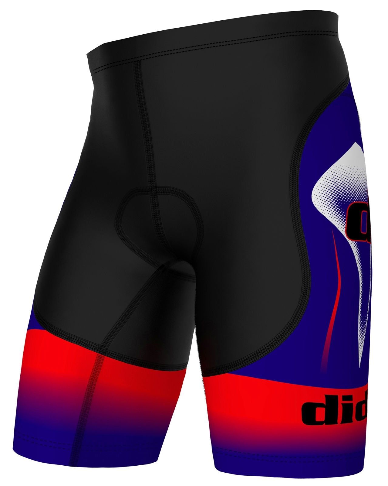 Blue Red and Black Padded Cycling Shorts