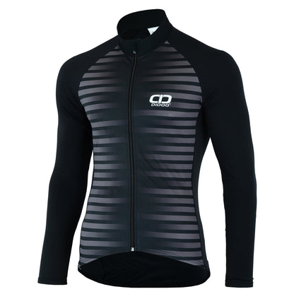 DiDOO Men’s Pro long sleeve winter cycling jersey in Black and Grey