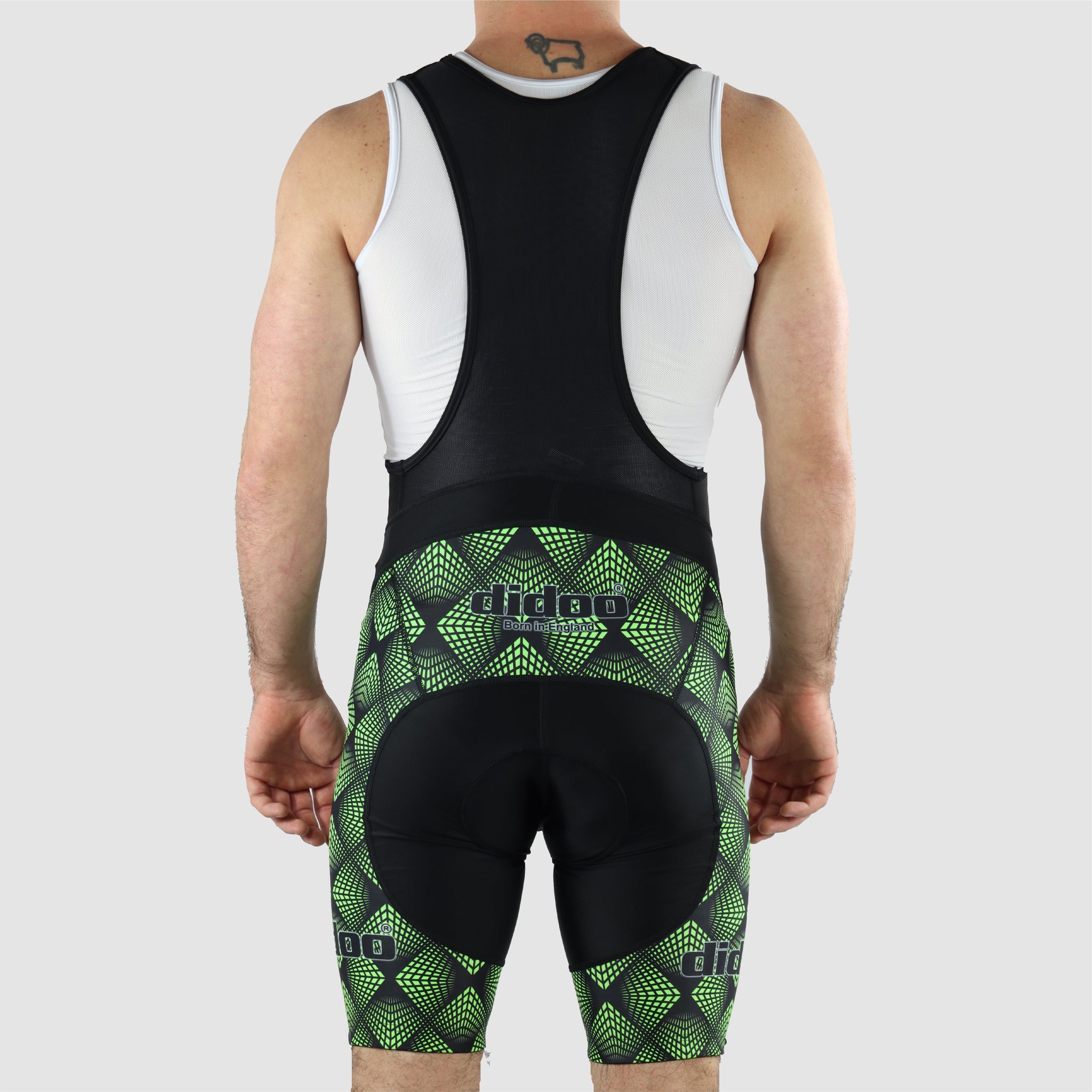 DiDOO Men's Classic Quick Dry Padded Cycling Bib Shorts Black and Green