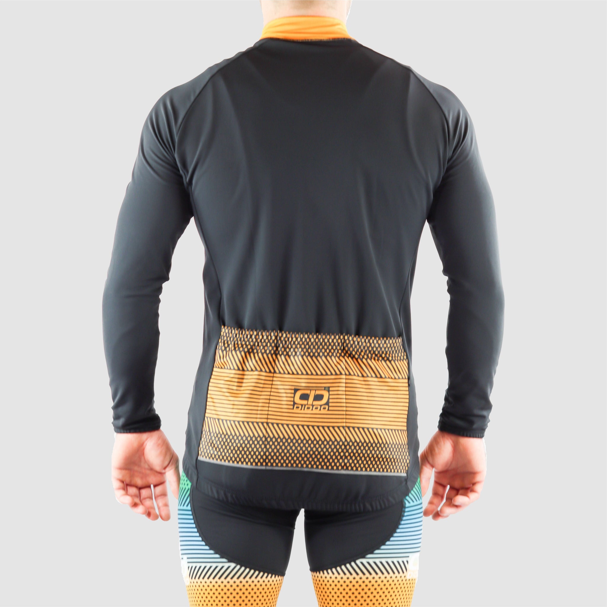 DiDOO Men’s Pro long sleeve winter cycling jersey Black and Orange