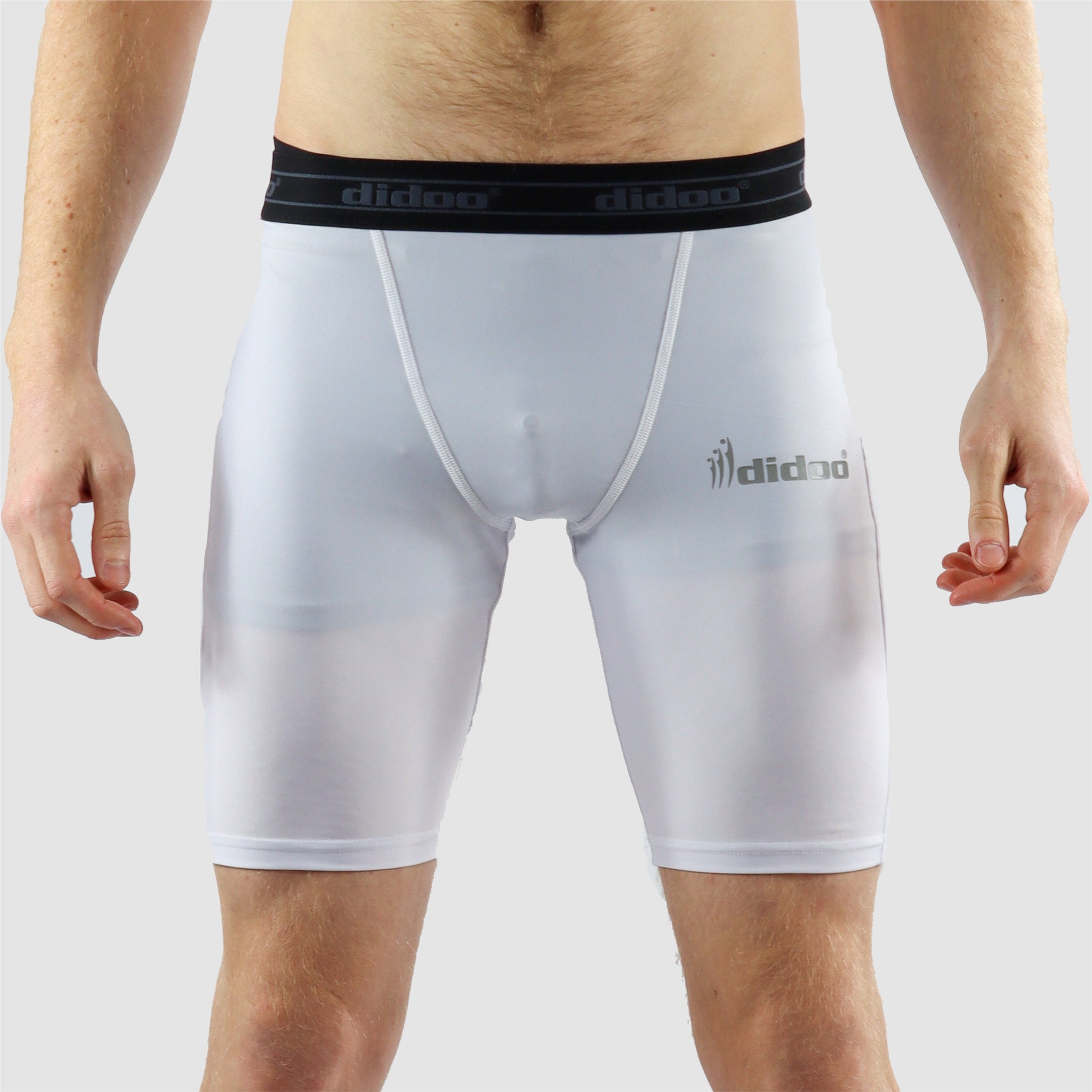White DiDOO Men's Compression Base Layer Shorts