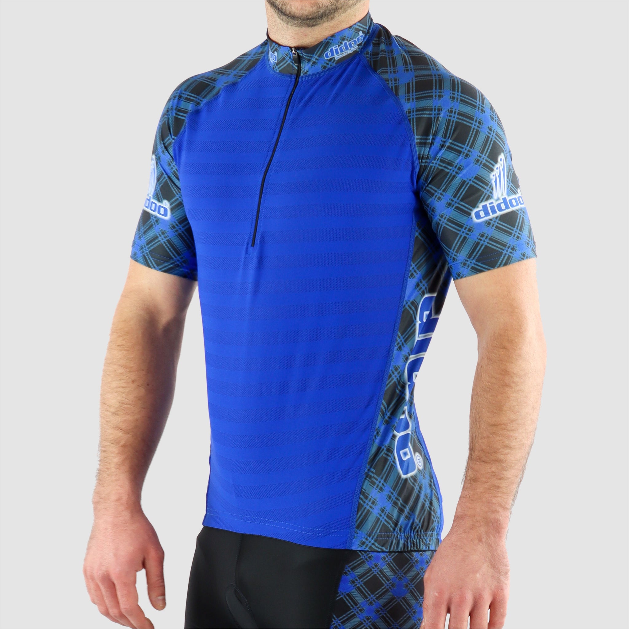 DiDOO Men's Lightweight Half Zip Multi Pockets Short Sleeve Cycling Jersey Royal Blue