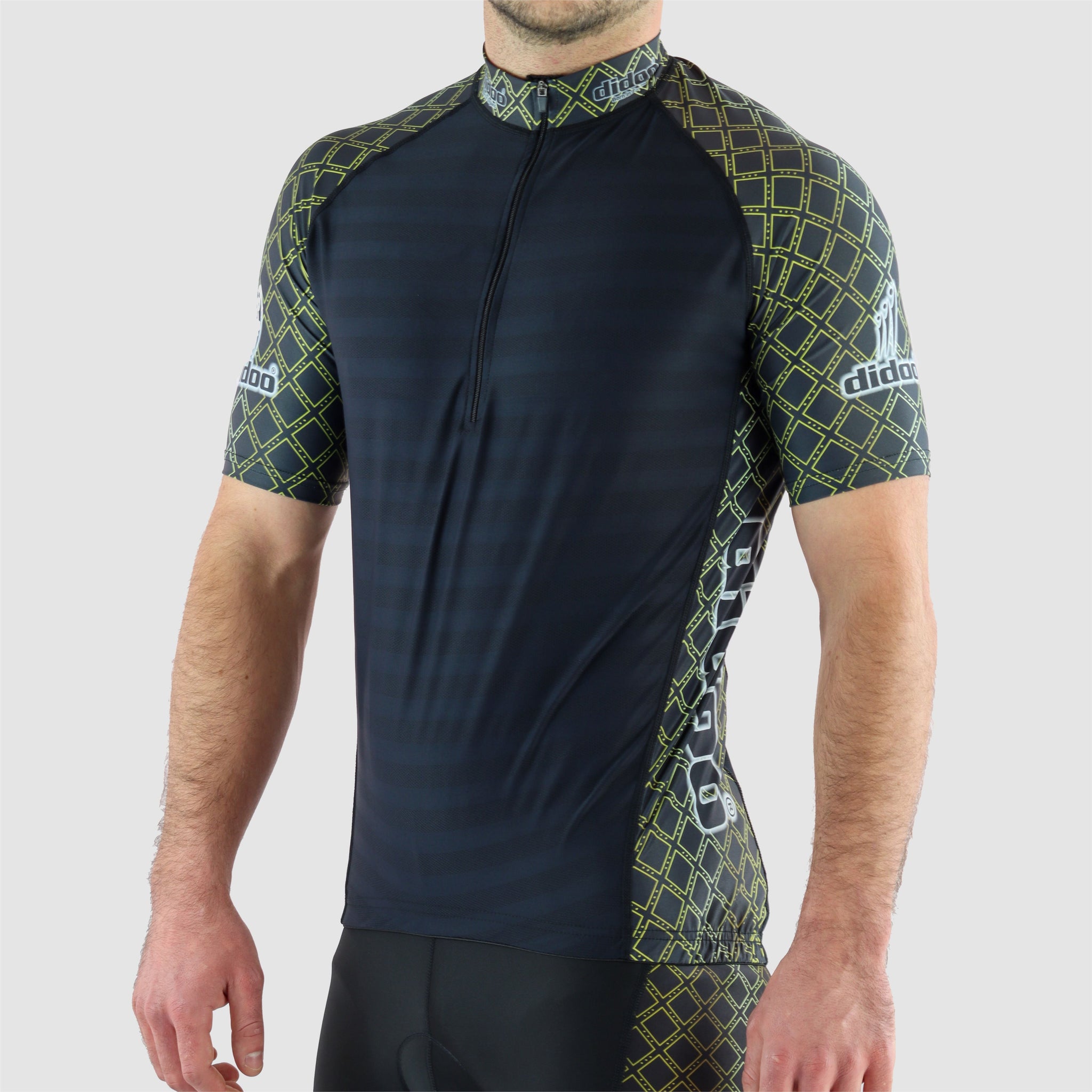 DiDOO Men's Lightweight Half Zip Multi Pockets Short Sleeve Cycling Jersey Black